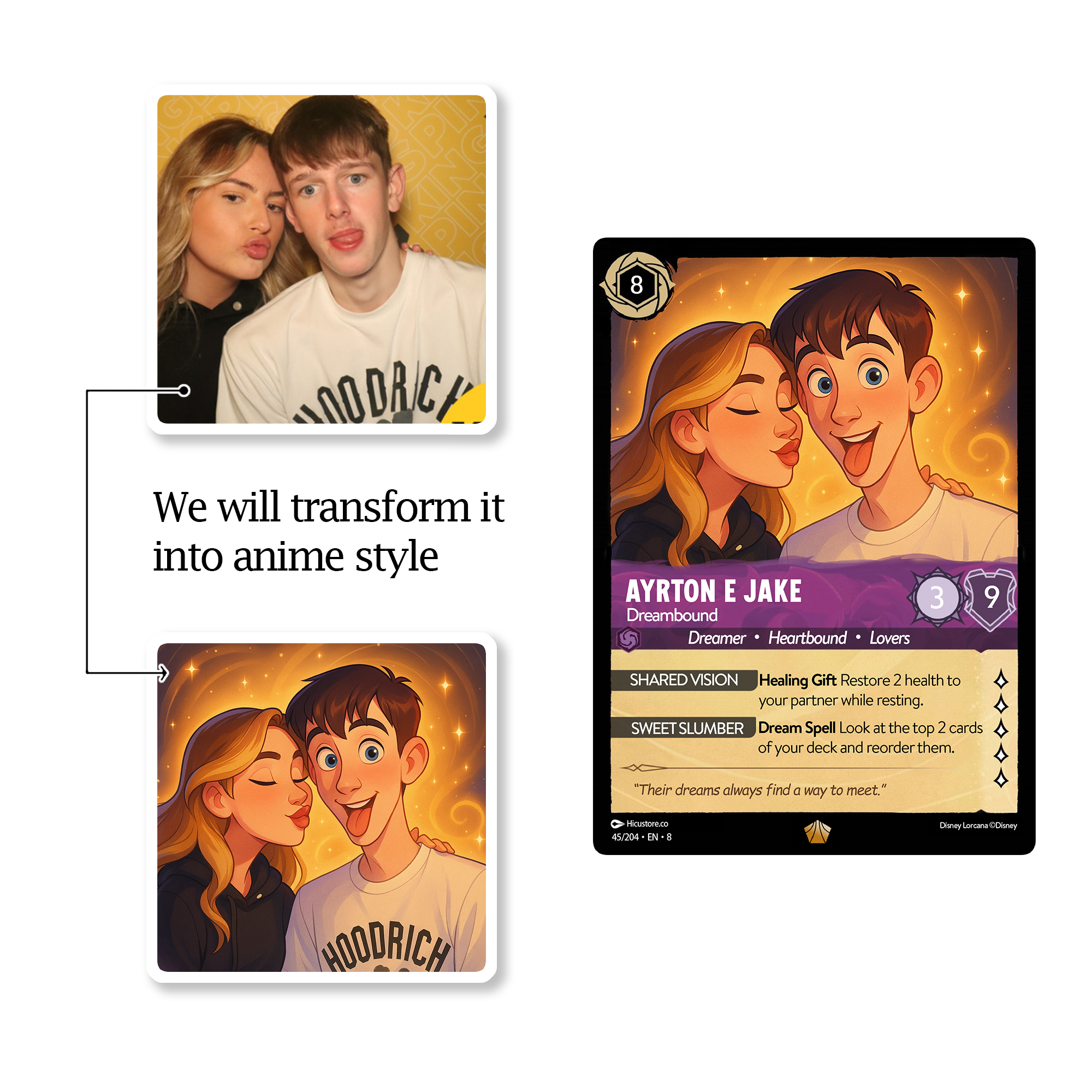 Custom Anime Couples Lorcana TCG