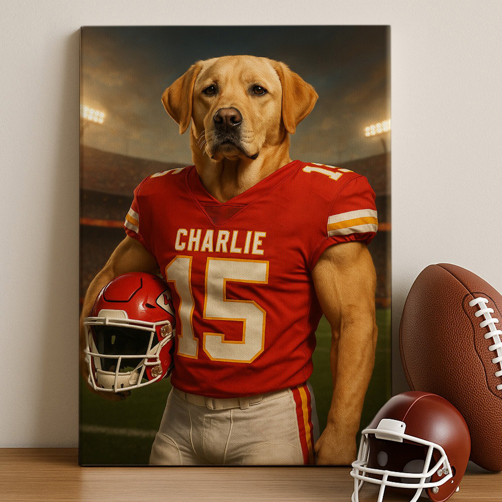 🏈Custom Pet Portrait American Football Wall Art American Football