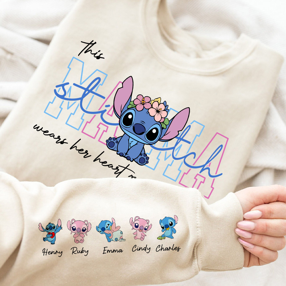Custom MAMA Stitch Crewneck/Hoodie, With Kids Names