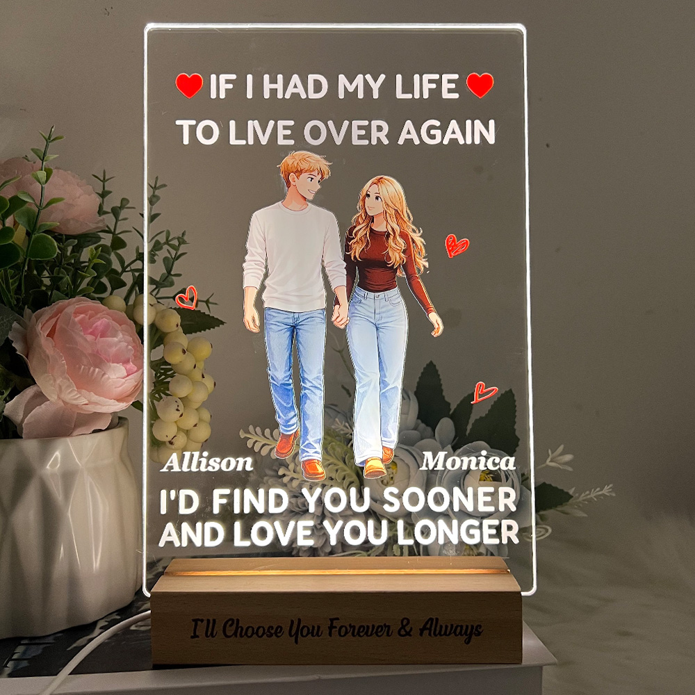 50%OFF❤️If I Had My Life To Live Over Again Custom Couple Anime Art Acrylic LED Light