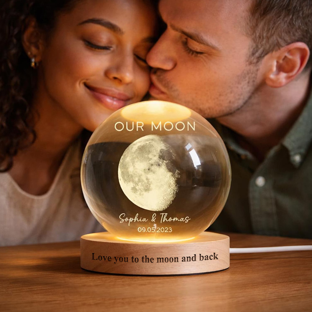 50% off🌕Our Moon Custom Real Moon Phase Crystal Ball LED Night Light