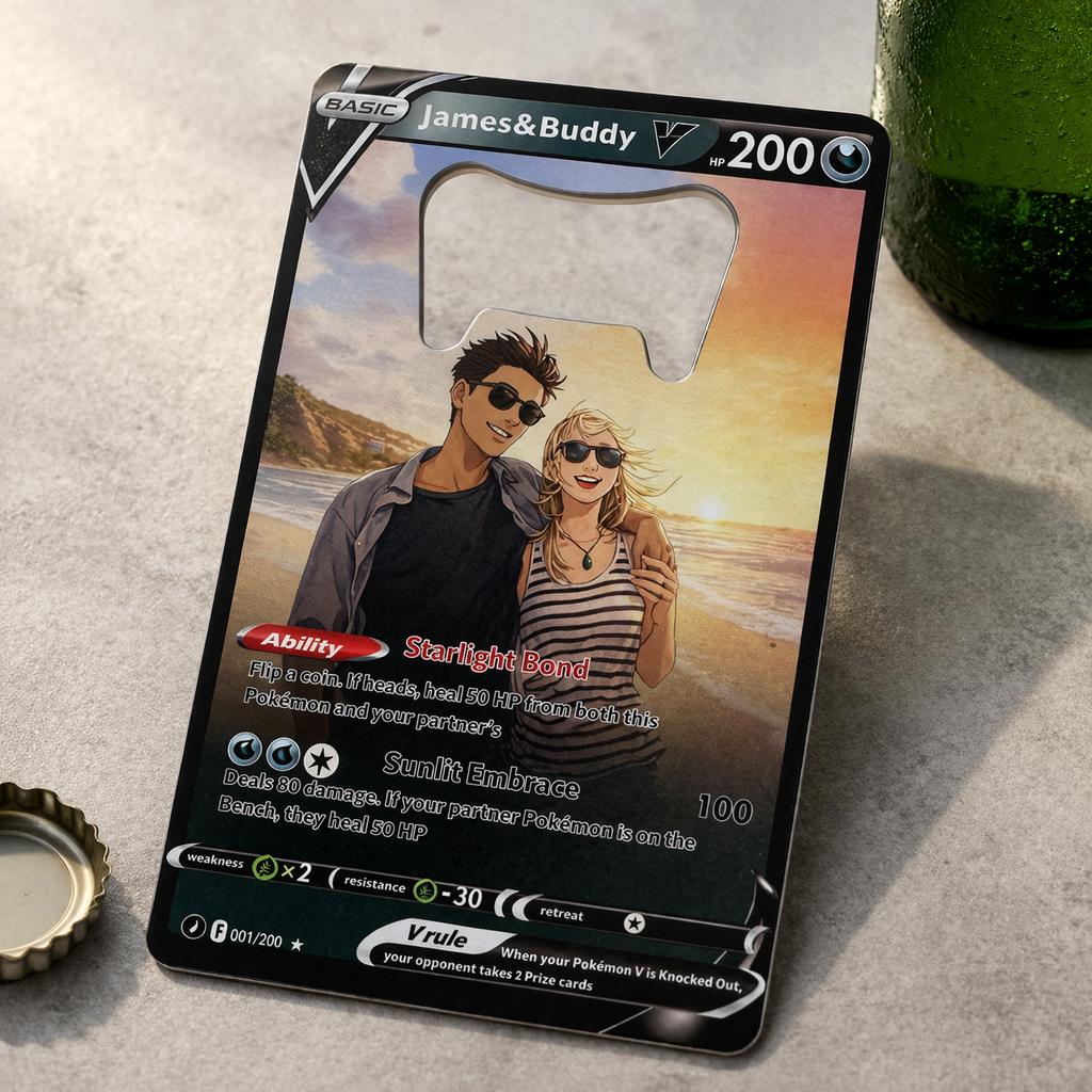 Custom Anime Couples Pokecard Bottle Opener  TCG V Card