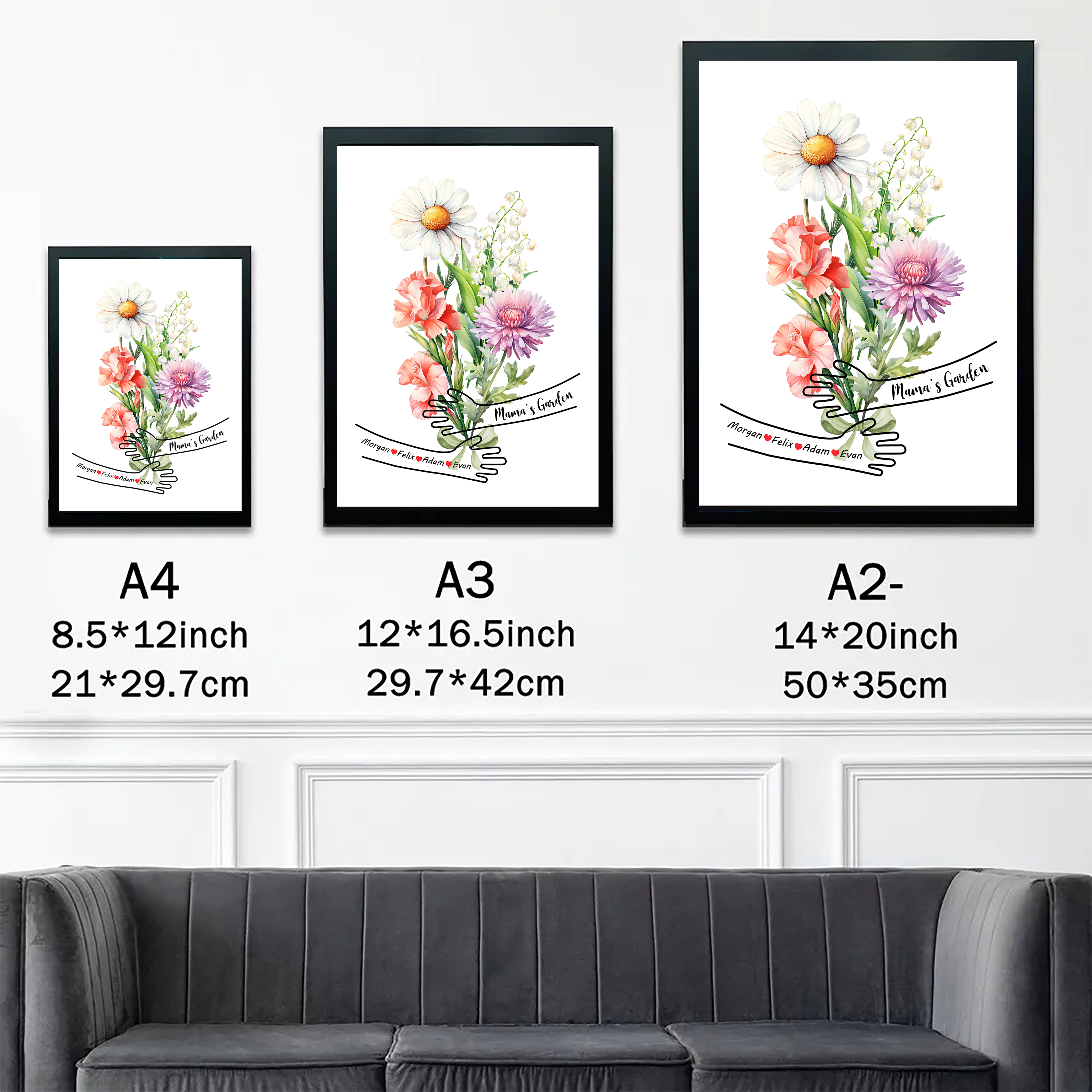 Custom Birth Month Flower Bouquet Frame