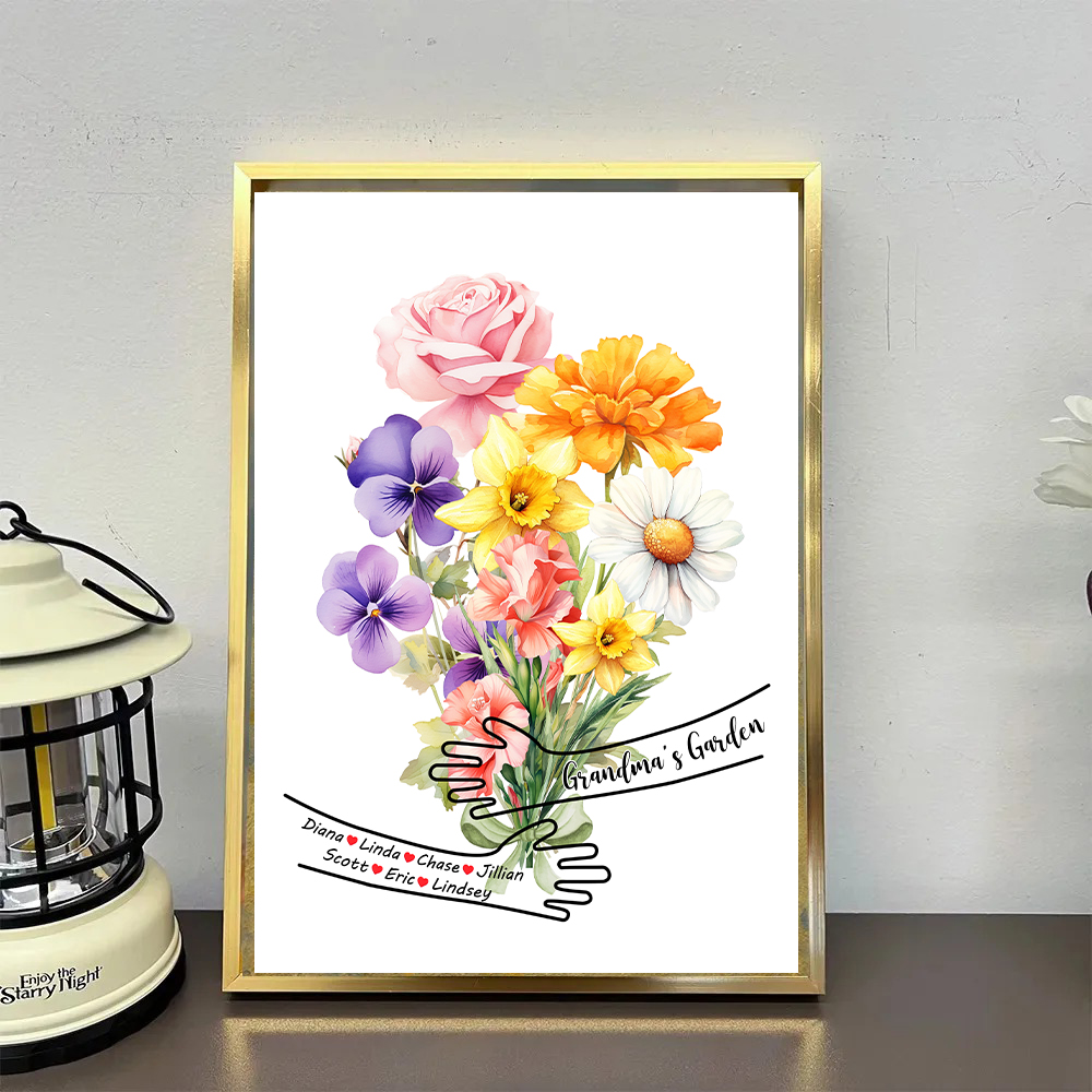 Custom Birth Month Flower Bouquet Frame