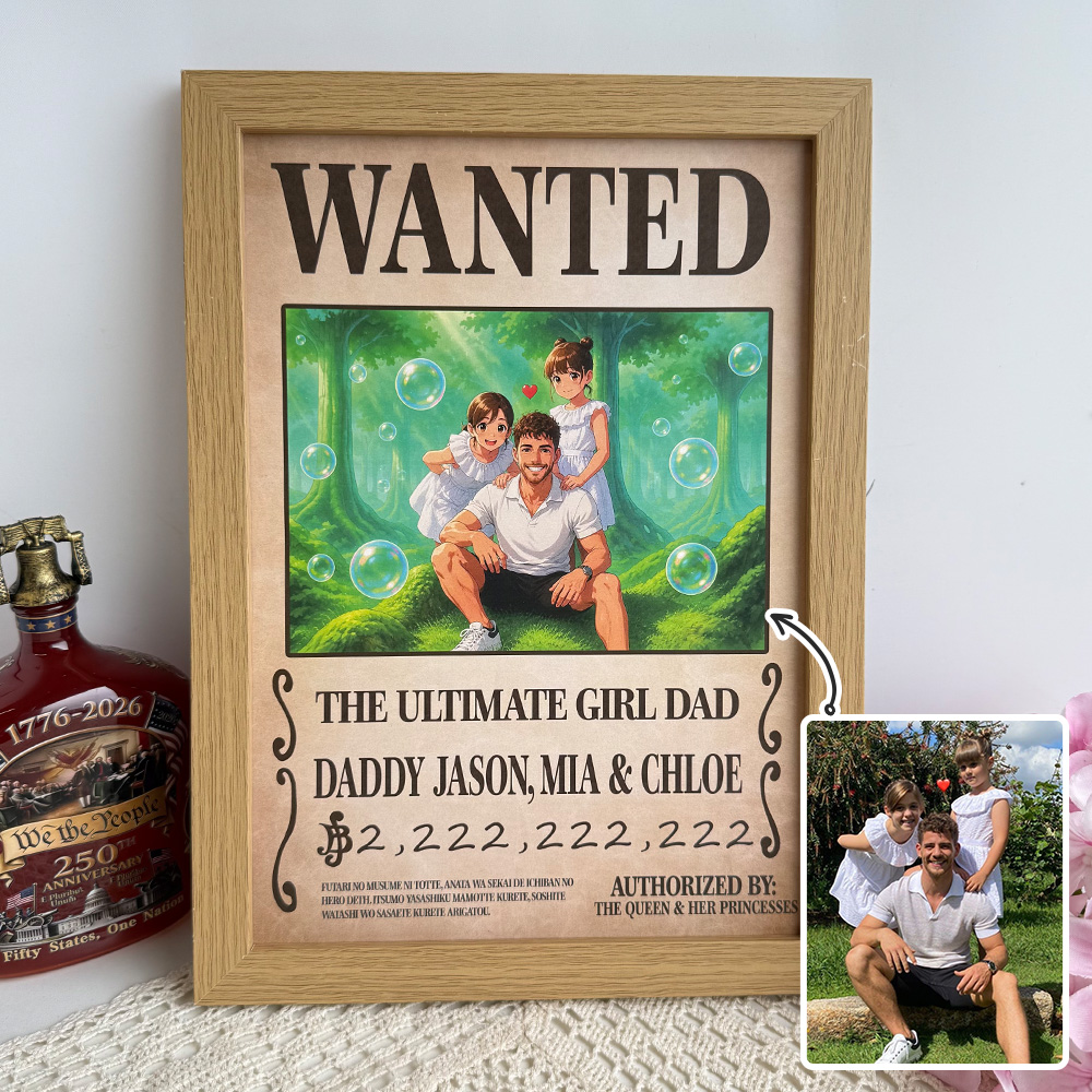 Custom Dad Anime Wanted Portrait, Pirate Theme Frame Gift⚓