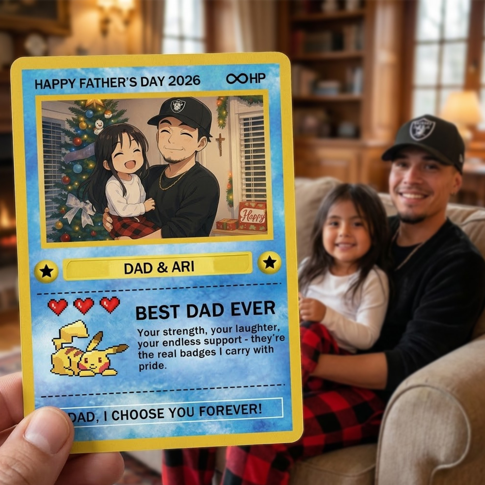 Custom Anime Photo "Best Dad Ever" Trading Card