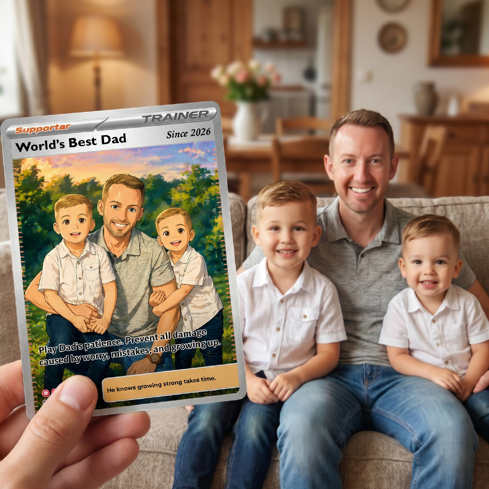 50% OFF🖤Personalized Dad Anime Supporter Trainer Card Pokecard, Father's Day