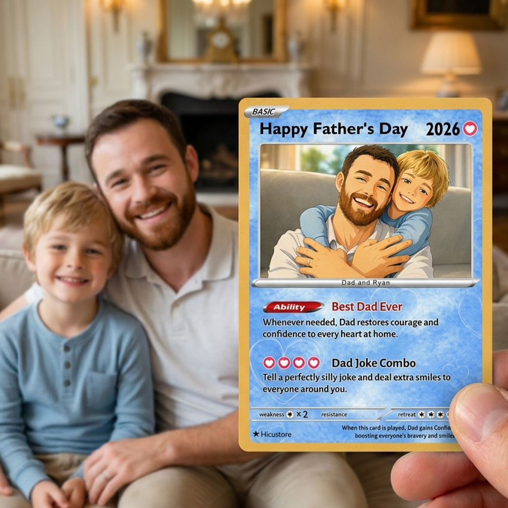 Custom Photo Anime "Best Dad Ever" Trading Card Pokecard