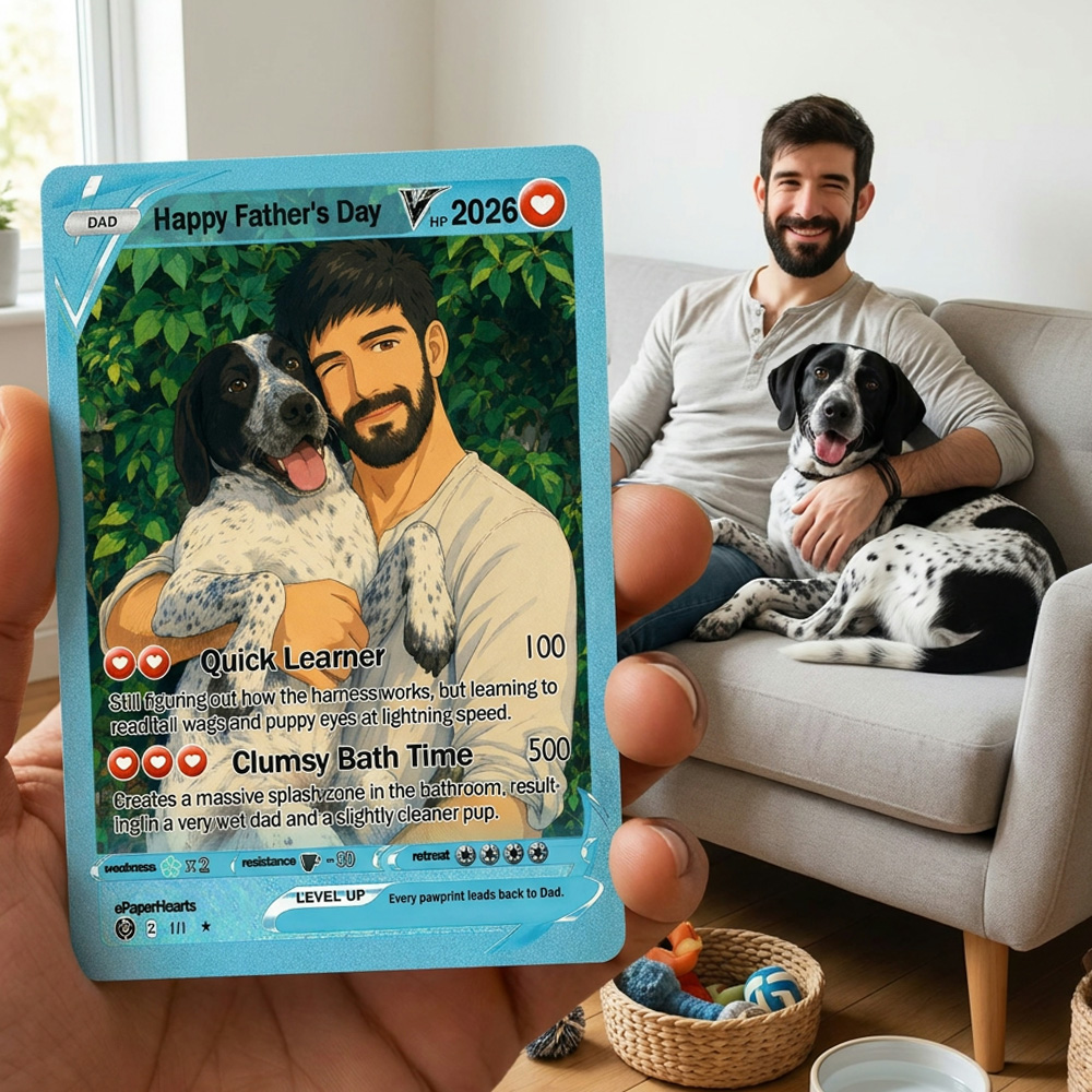 50%OFF 🐶 Custom V Pokecard Dad & Pet Photo Anime Card For Pokedad