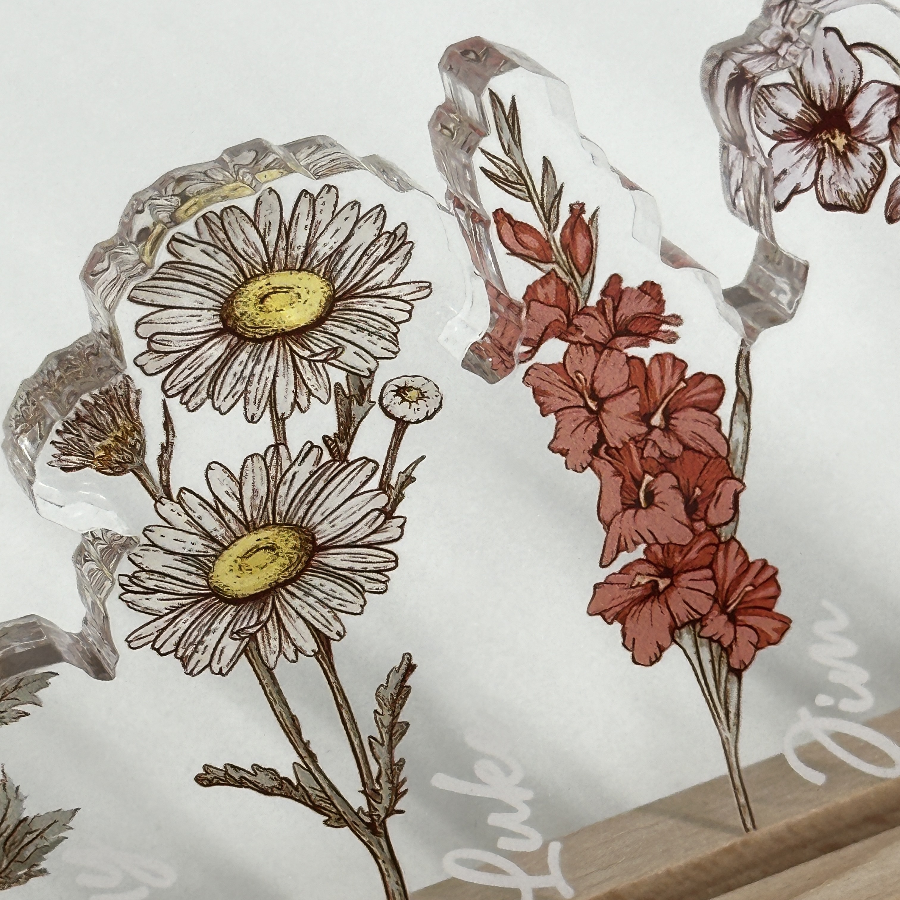 50%OFF❤️Personalized Mom's Garden Birth Flowers 3D 15mm Thick Acrylic Crystal Light