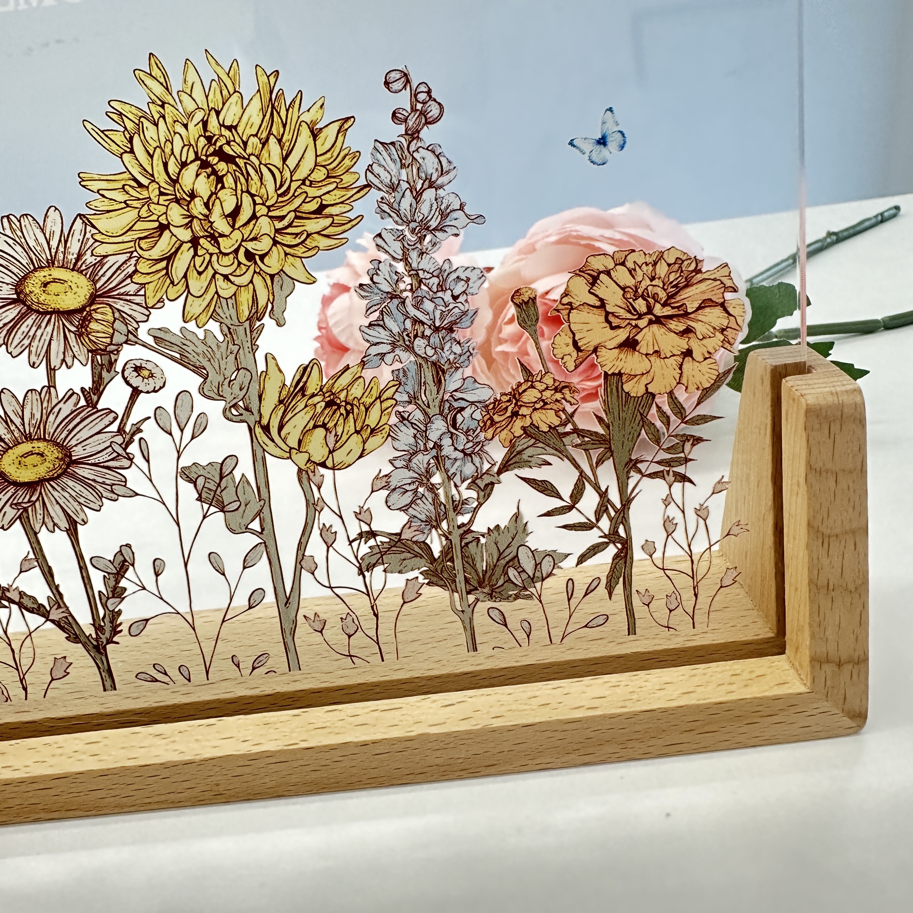 50%OFF❤️Customized Mom's Garden Birth Month Flower Cluster Square LED Light 