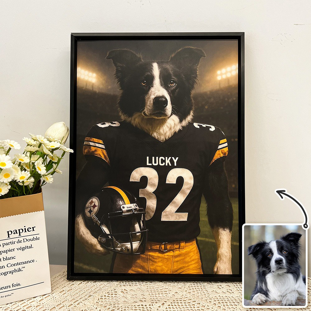 🏈Custom Pet Portrait American Football Wall Art American Football