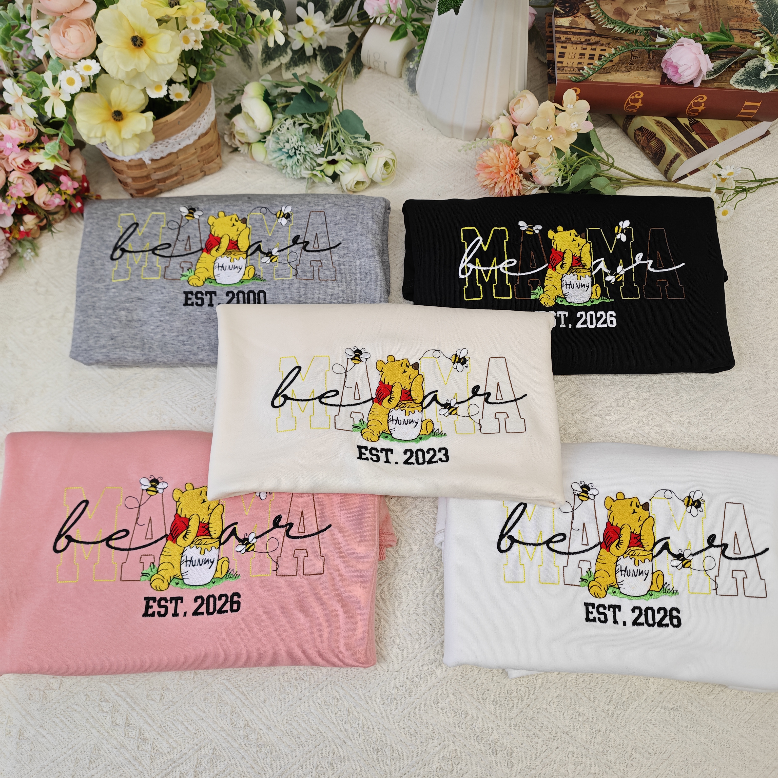 50% OFF 🧸 Mama Winnie Embroidered Sweatshirt  Personalized | Cozy | Meaningful Gift for Moms