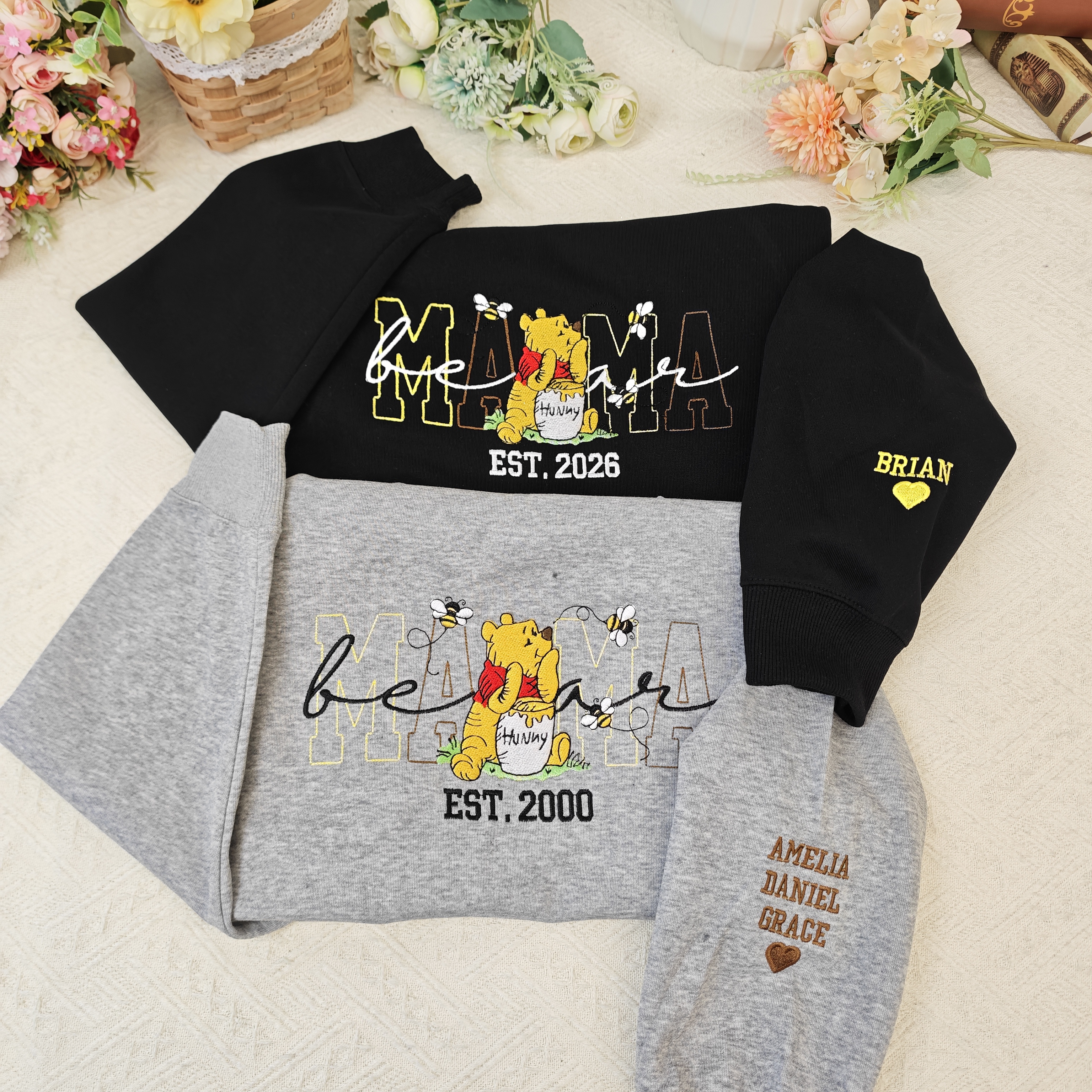 50% OFF 🧸 Mama Winnie Embroidered Sweatshirt  Personalized | Cozy | Meaningful Gift for Moms