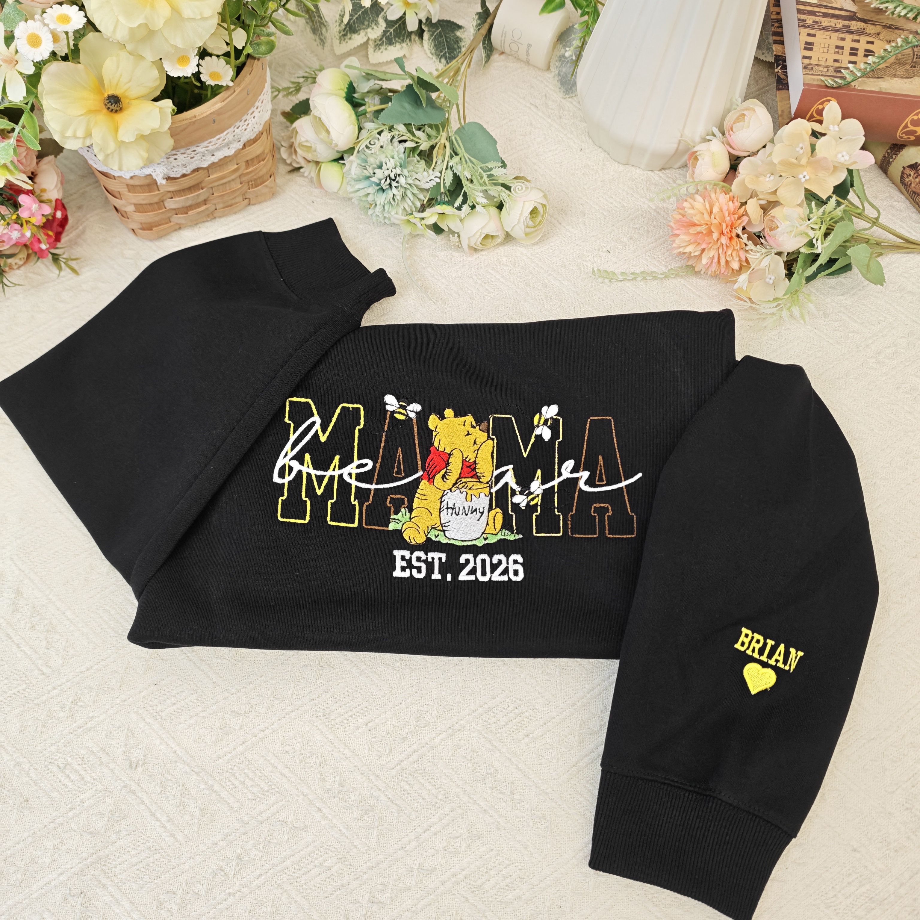 50% OFF 🧸 Mama Winnie Embroidered Sweatshirt  Personalized | Cozy | Meaningful Gift for Moms