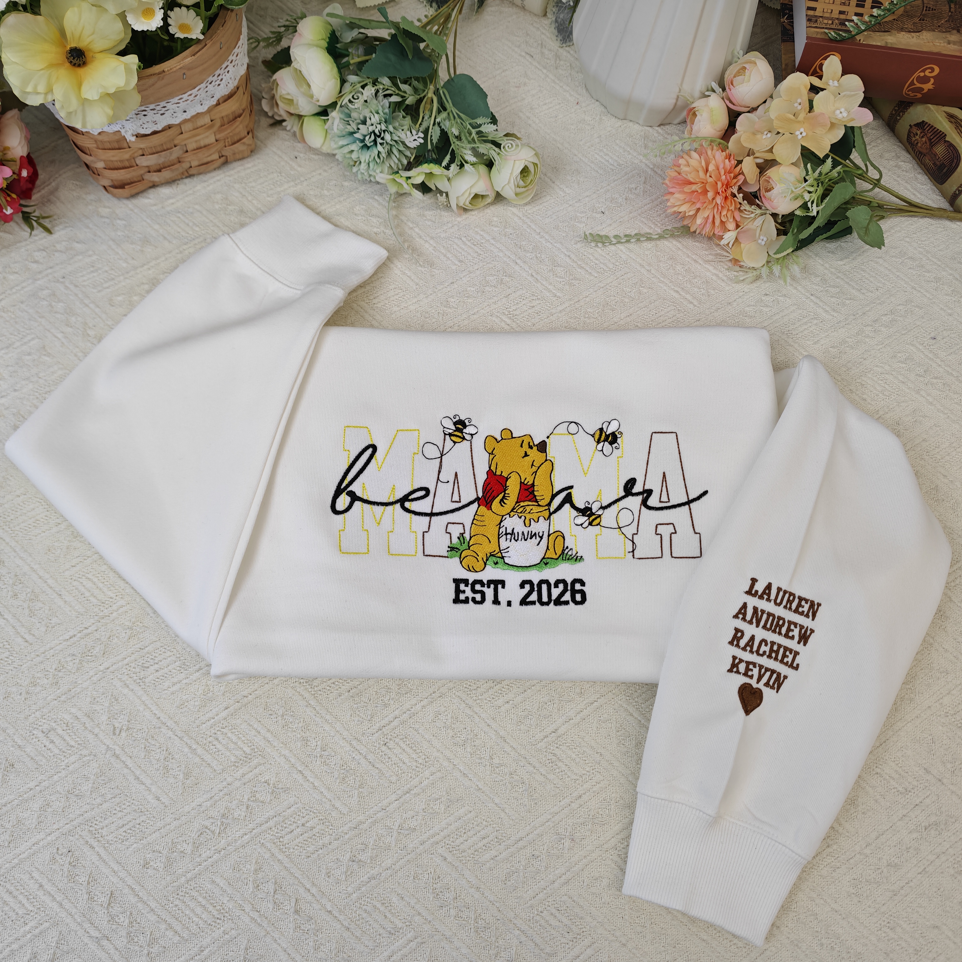 50% OFF 🧸 Mama Winnie Embroidered Sweatshirt  Personalized | Cozy | Meaningful Gift for Moms