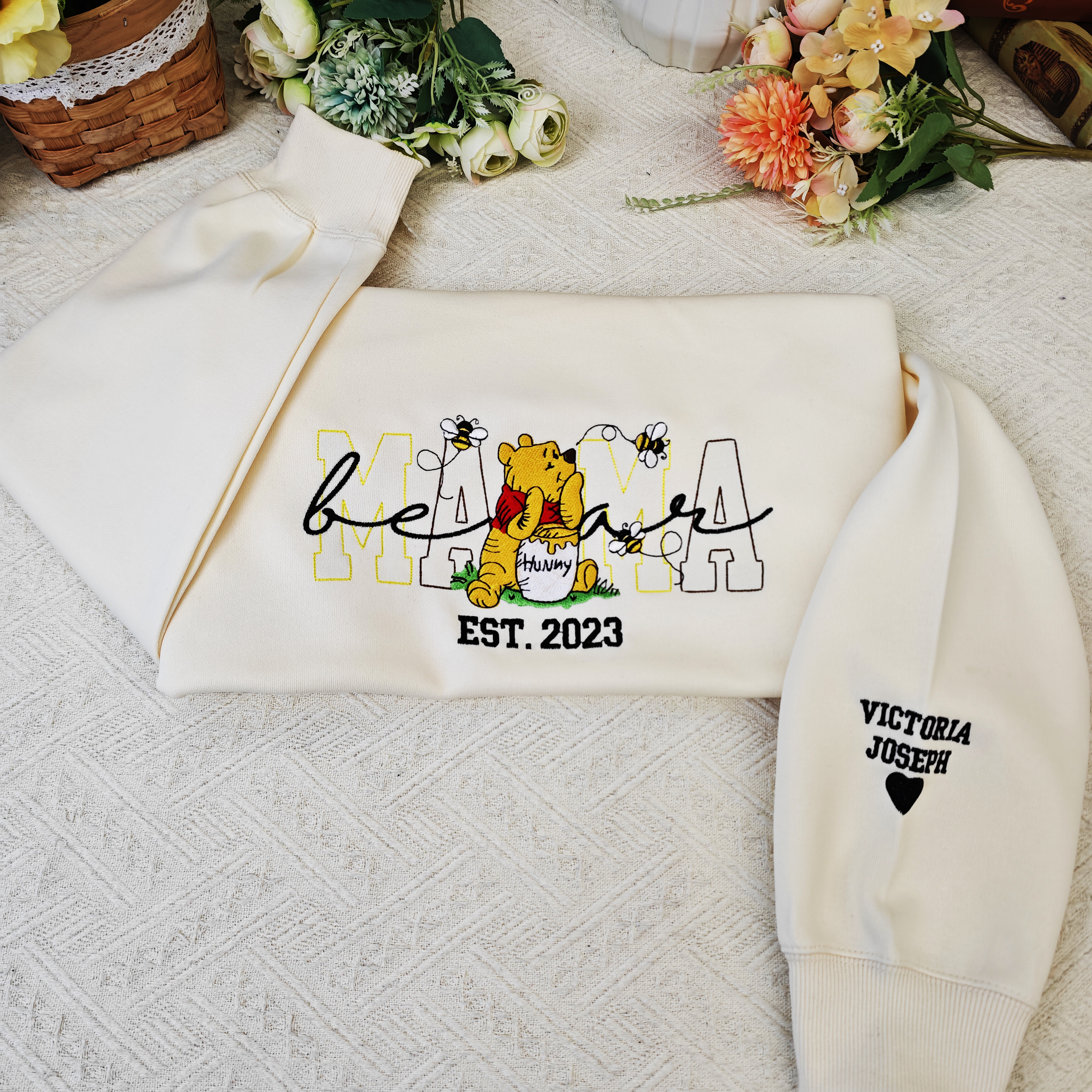 50% OFF 🧸 Mama Winnie Embroidered Sweatshirt  Personalized | Cozy | Meaningful Gift for Moms