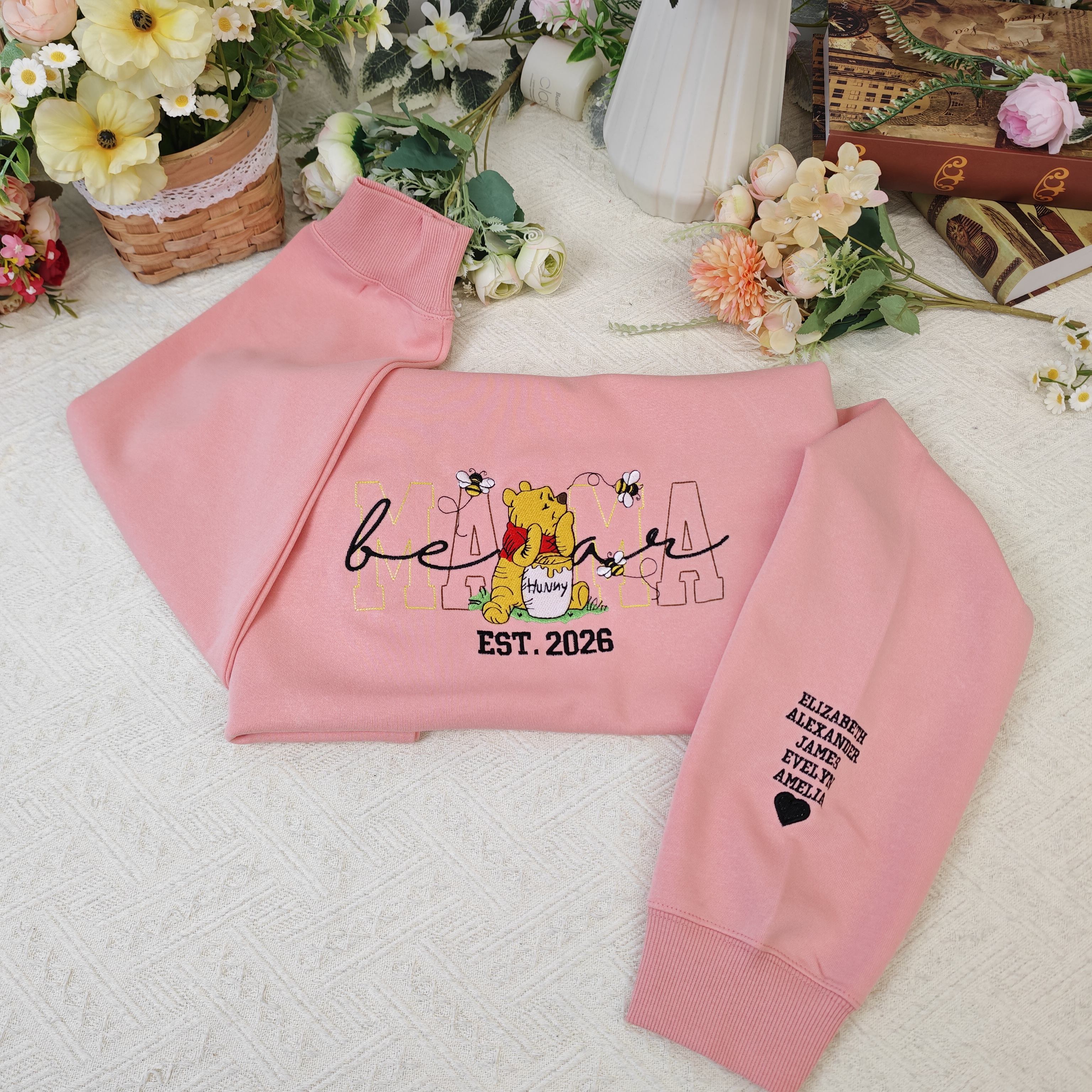 50% OFF 🧸 Mama Winnie Embroidered Sweatshirt  Personalized | Cozy | Meaningful Gift for Moms