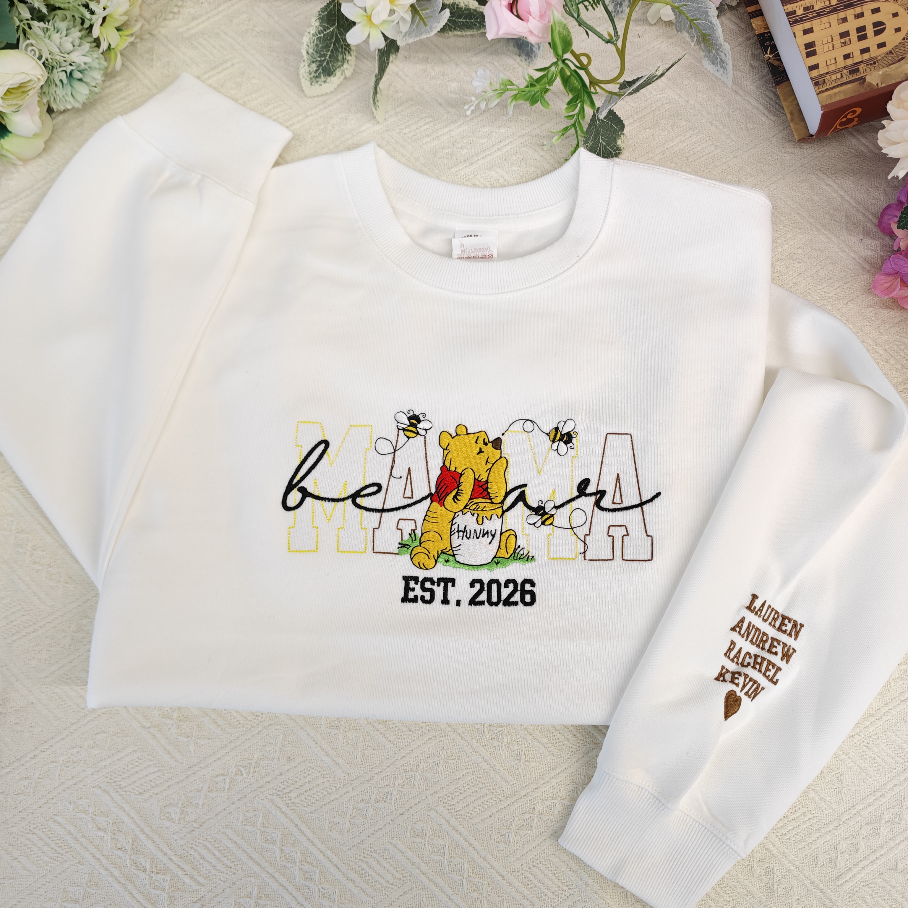 50% OFF 🧸 Mama Winnie Embroidered Sweatshirt  Personalized | Cozy | Meaningful Gift for Moms