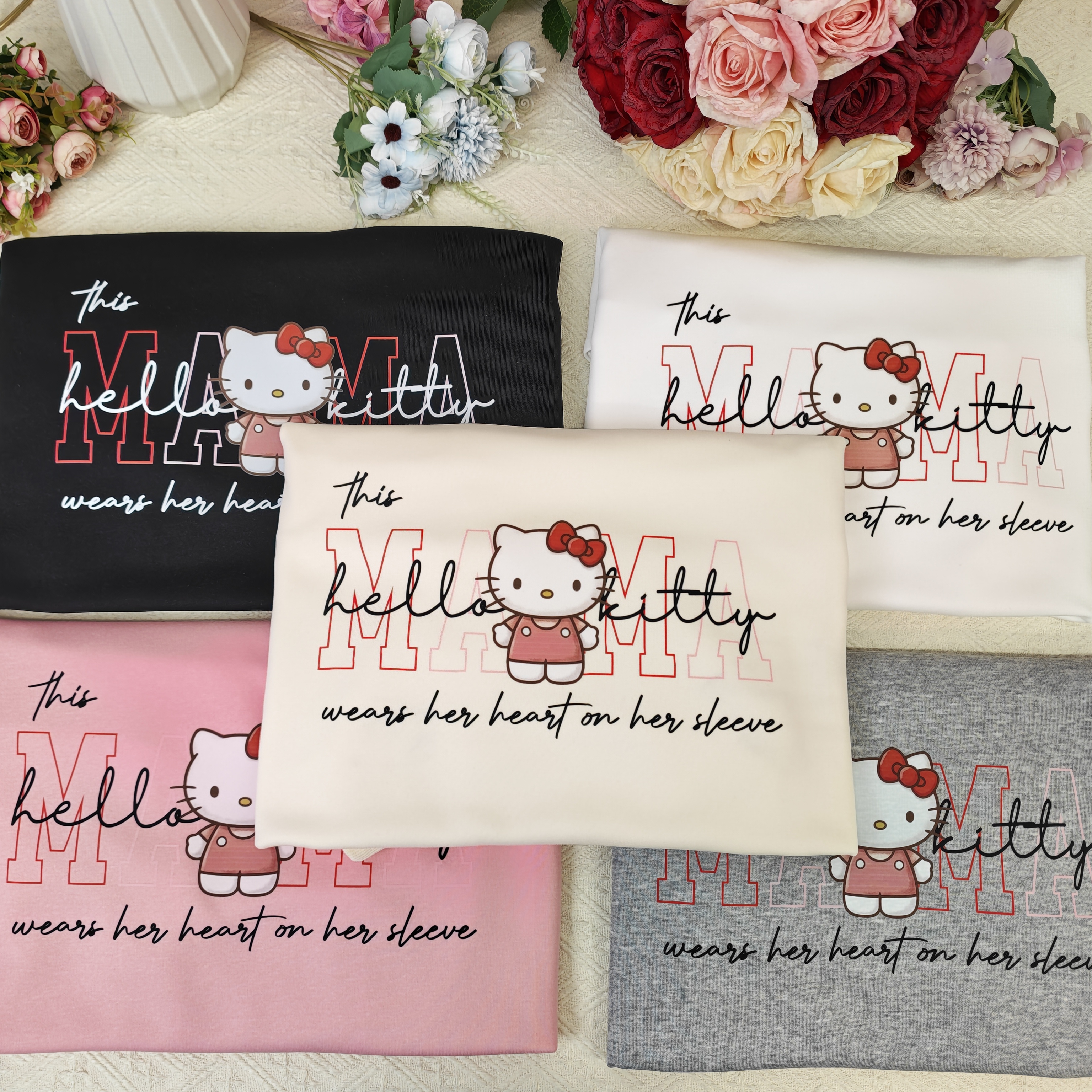 Custom MAMA Hello Kitty Crewneck/Hoodie, With Kids Names