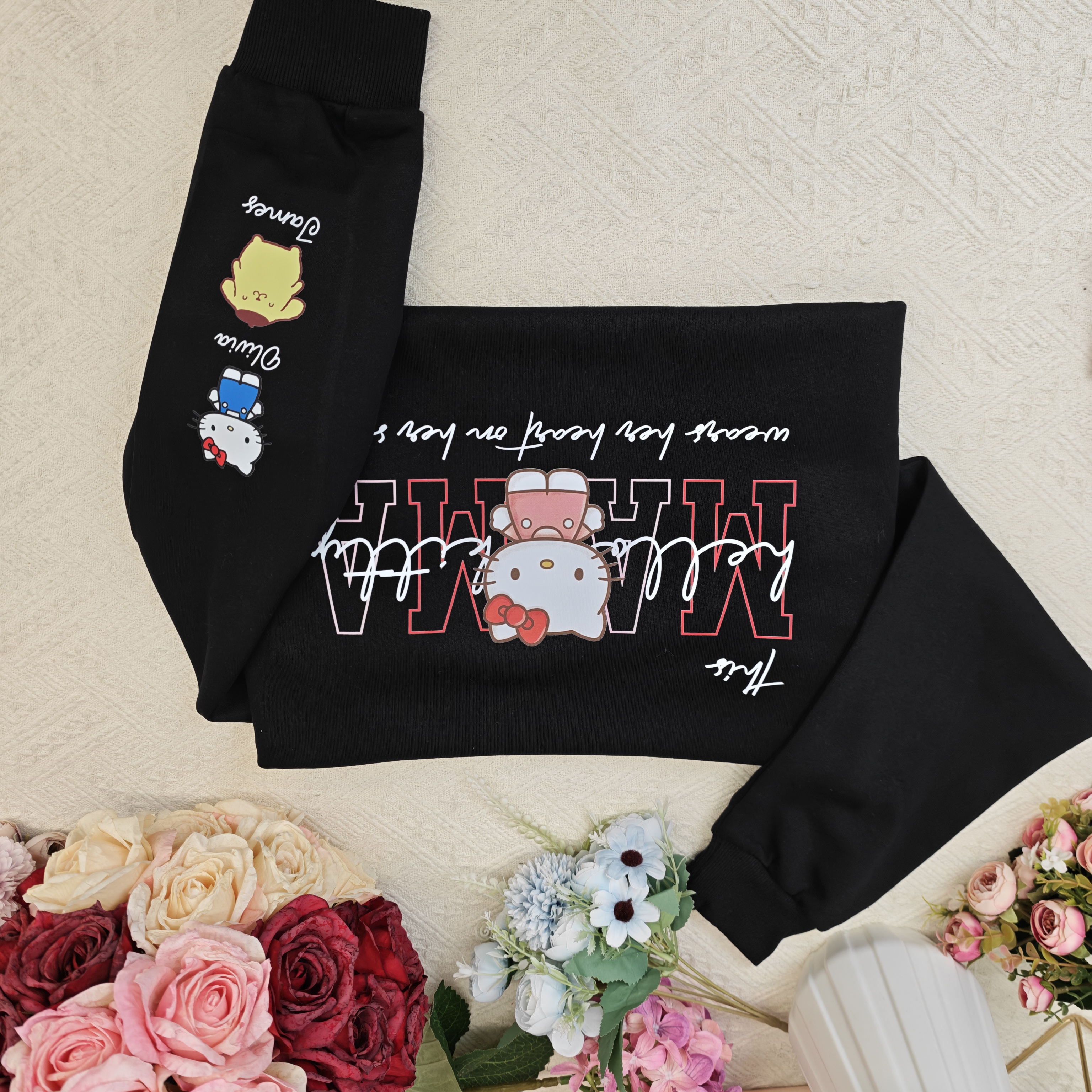 Custom MAMA Hello Kitty Crewneck/Hoodie, With Kids Names