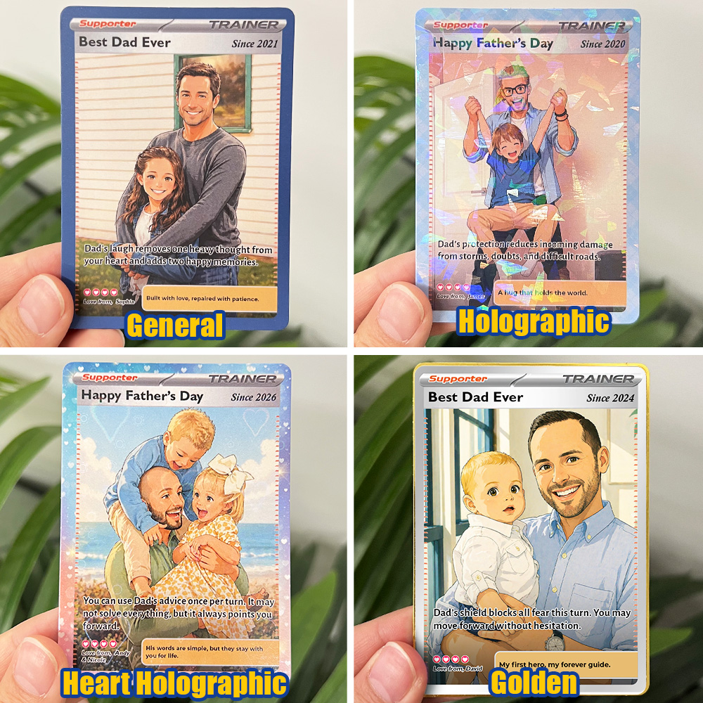 50% OFF🖤Personalized Dad Anime Supporter Trainer Card Pokecard, Father's Day