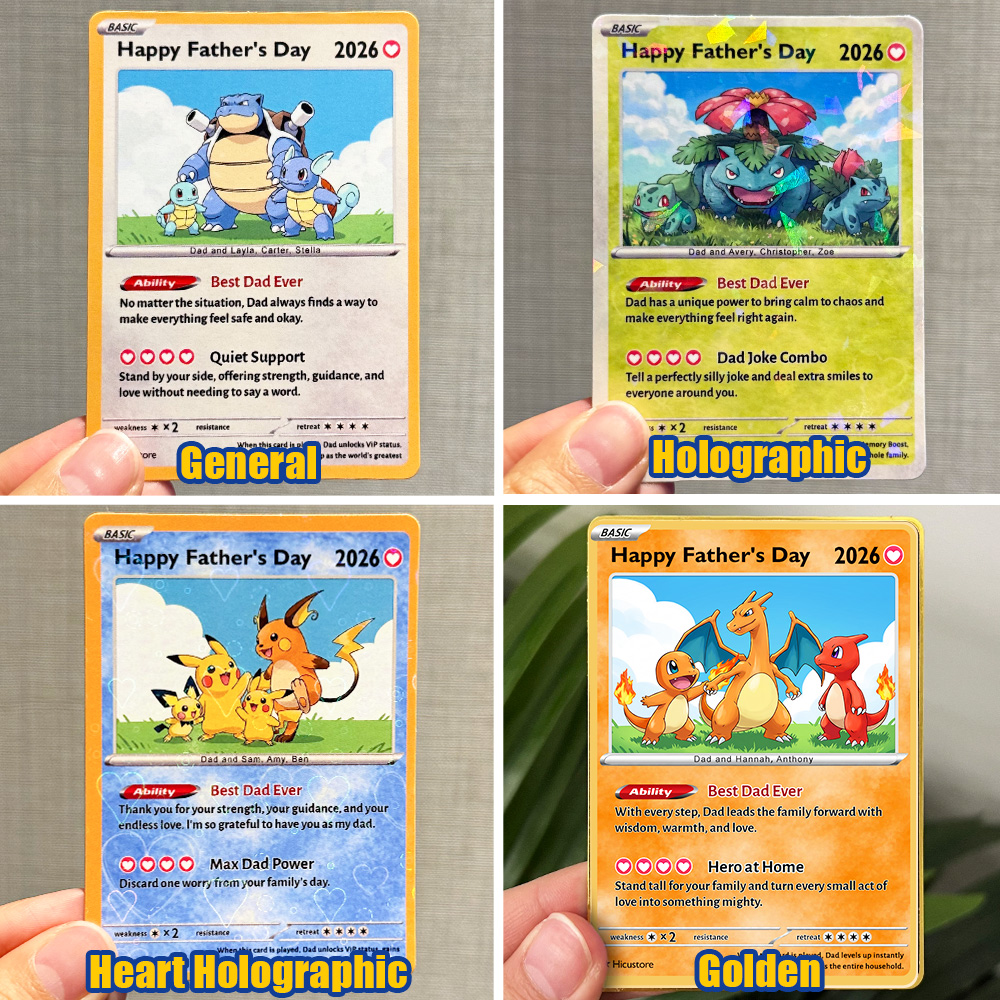Custom "Best Dad Ever" Trading Card Pokecard  with Character