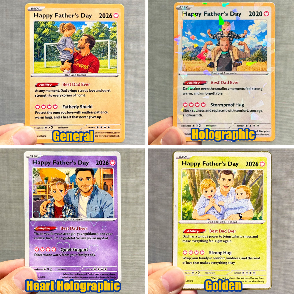 Custom Photo Anime "Best Dad Ever" Trading Card Pokecard