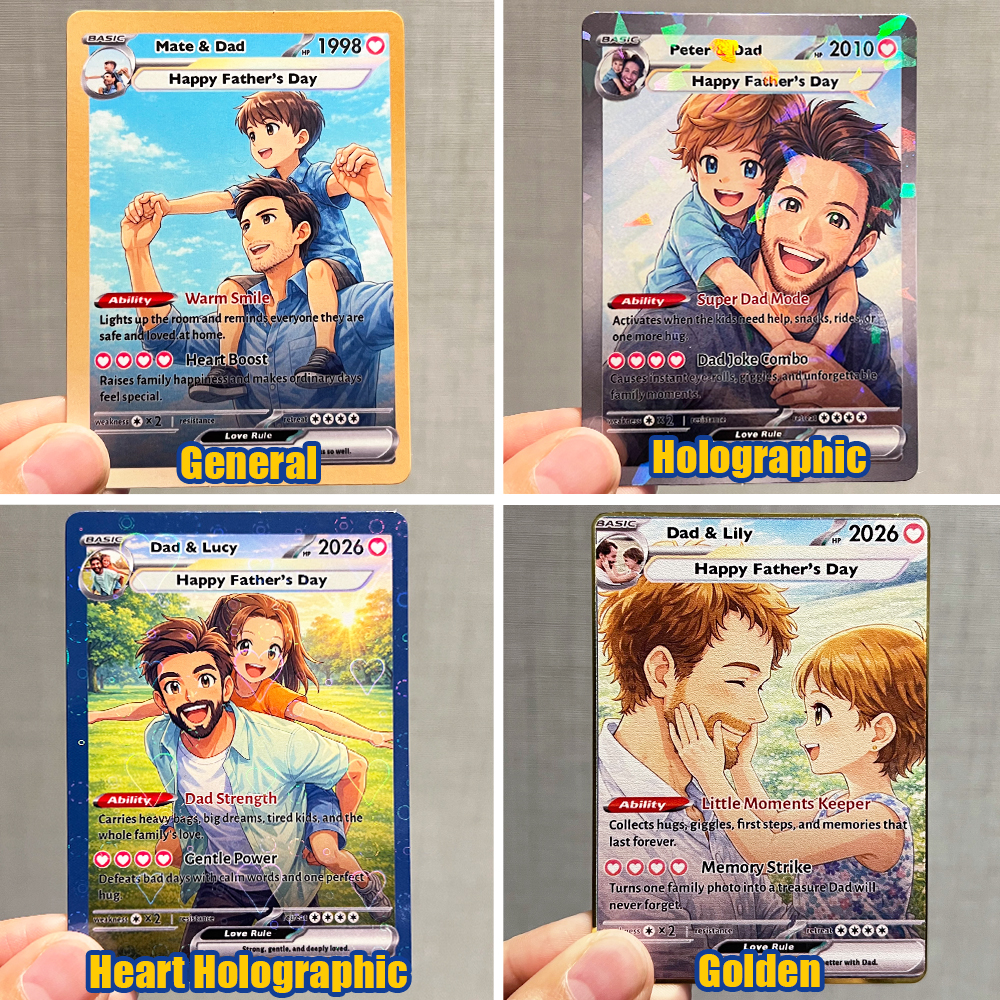 Custom Father's Day Dad Anime Limited Edition Poke Cards
