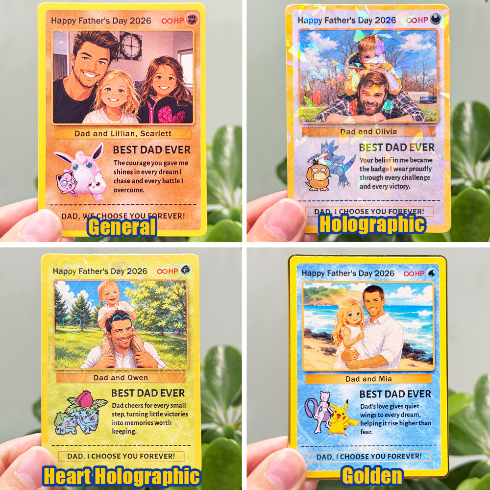 Custom Anime Photo & Sprite "Best Dad Ever" Base Set Card Pokecard