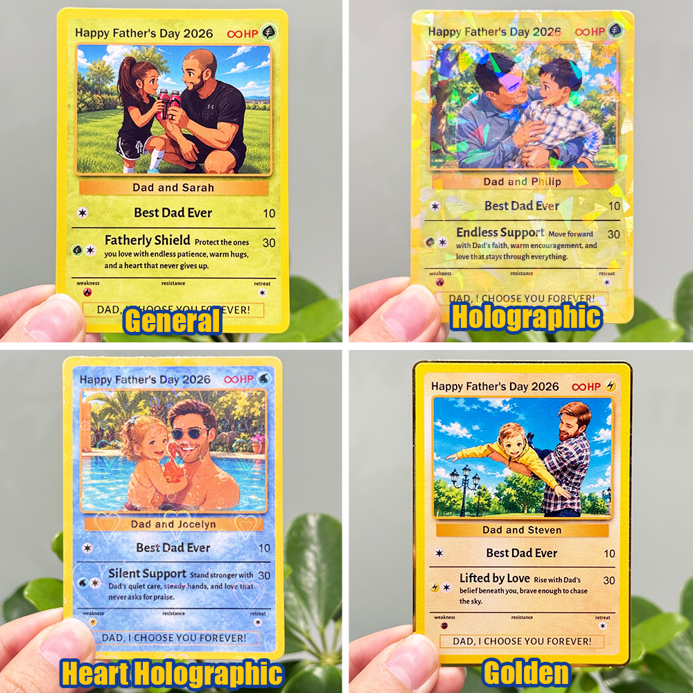 Custom Anime Photo "Best Dad Ever" Trading Card Pokecard