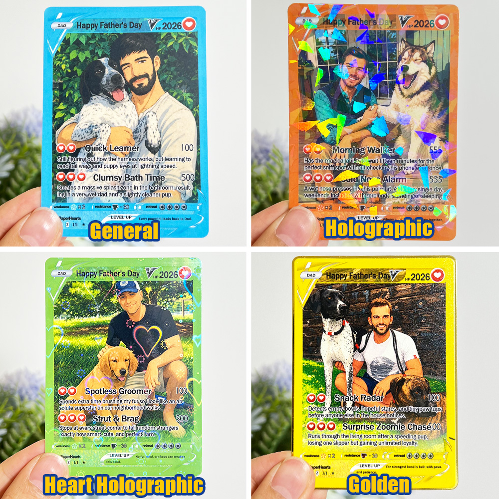 50%OFF 🐶 Custom V Pokecard Dad & Pet Photo Anime Card For Pokedad