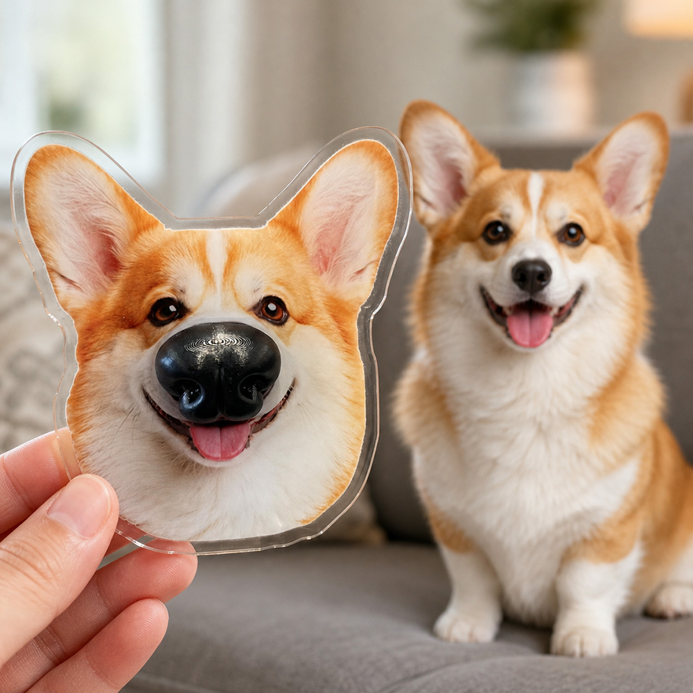 Custom Photo Funny Dog Cat Pet Nose - Custom Squishy Acrylic Fridge Magnet