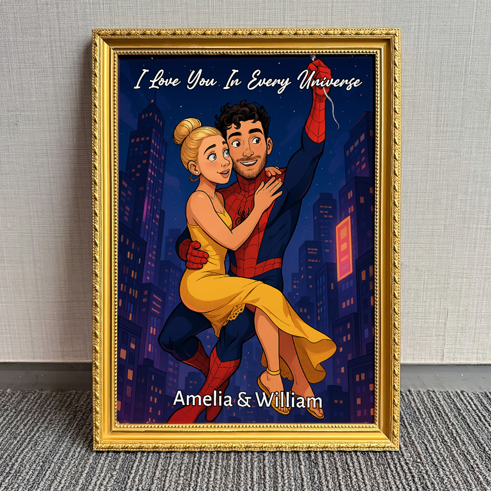 Custom Spider-Man Couple Portrait Wall Art, Superhero Couple Portrait🕸️