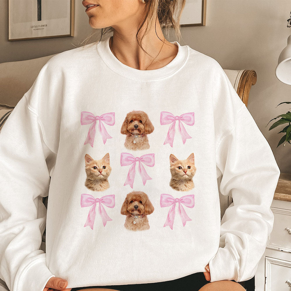 50%off⭐️Custom Pet Portrait With Bows Hoodie/Sweatshirt