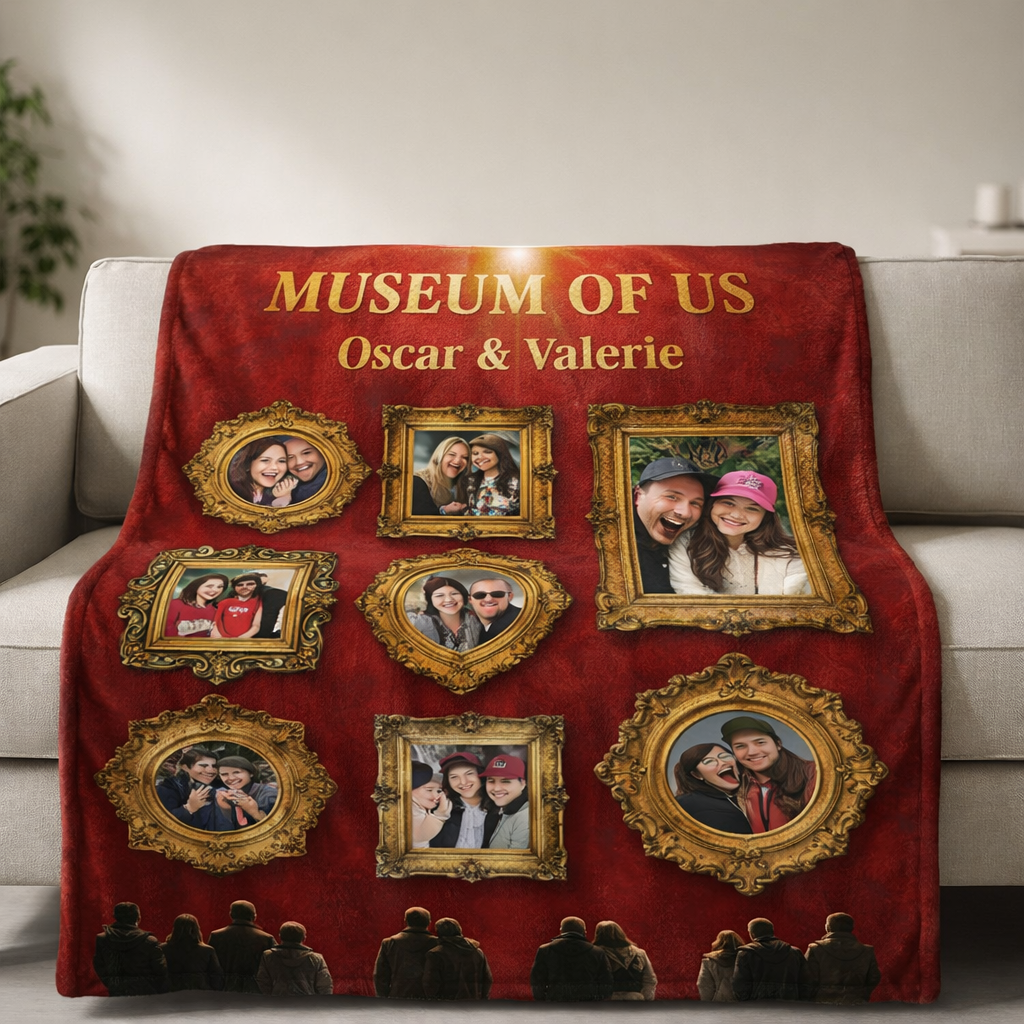 Custom Museum of Us Photo Blanket Gift For Couples