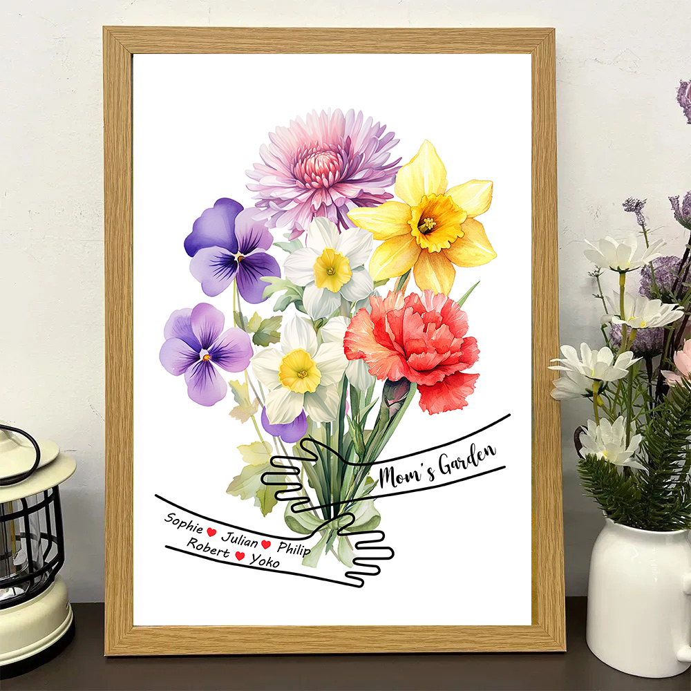 Custom Birth Month Flower Bouquet Frame
