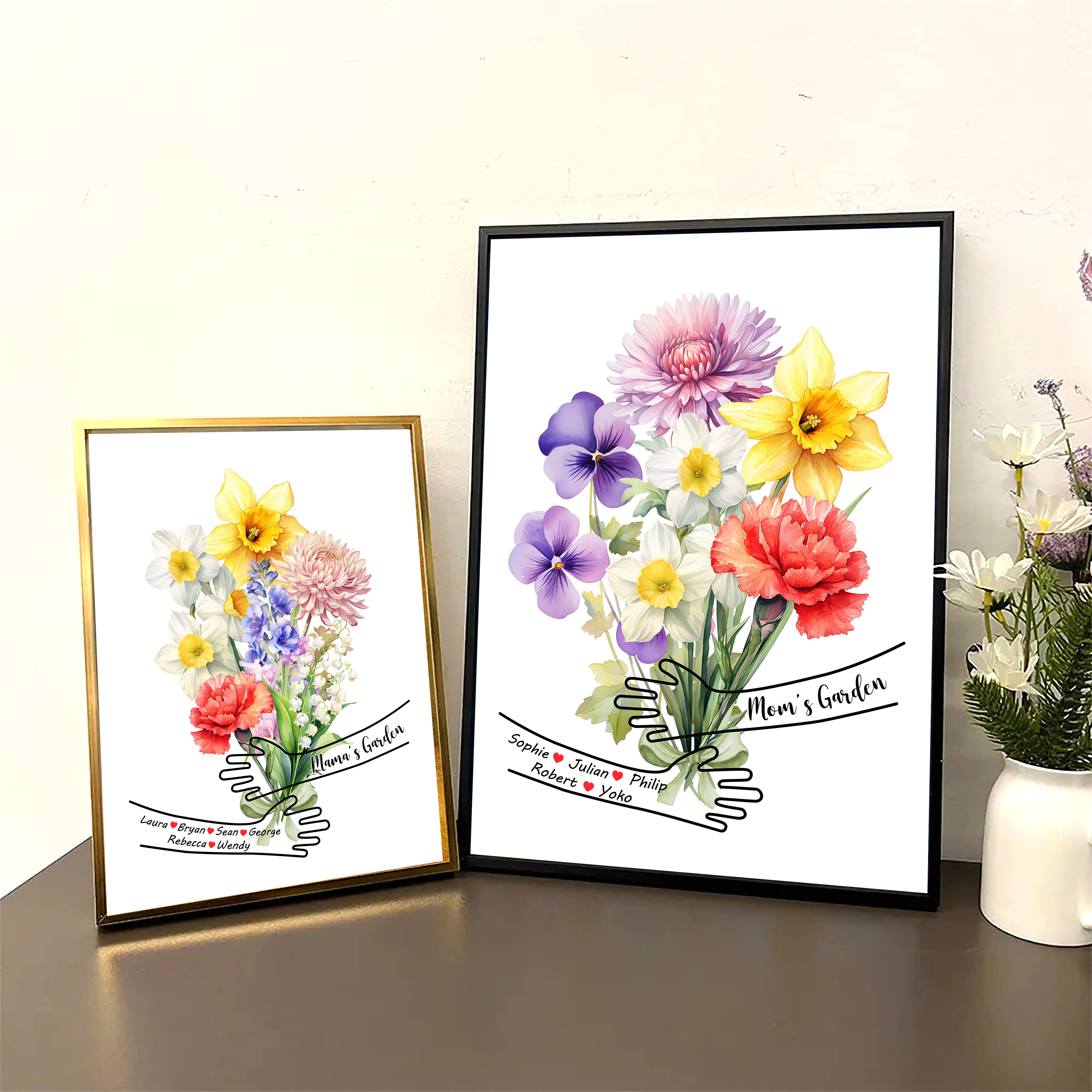 Custom Birth Month Flower Bouquet Frame