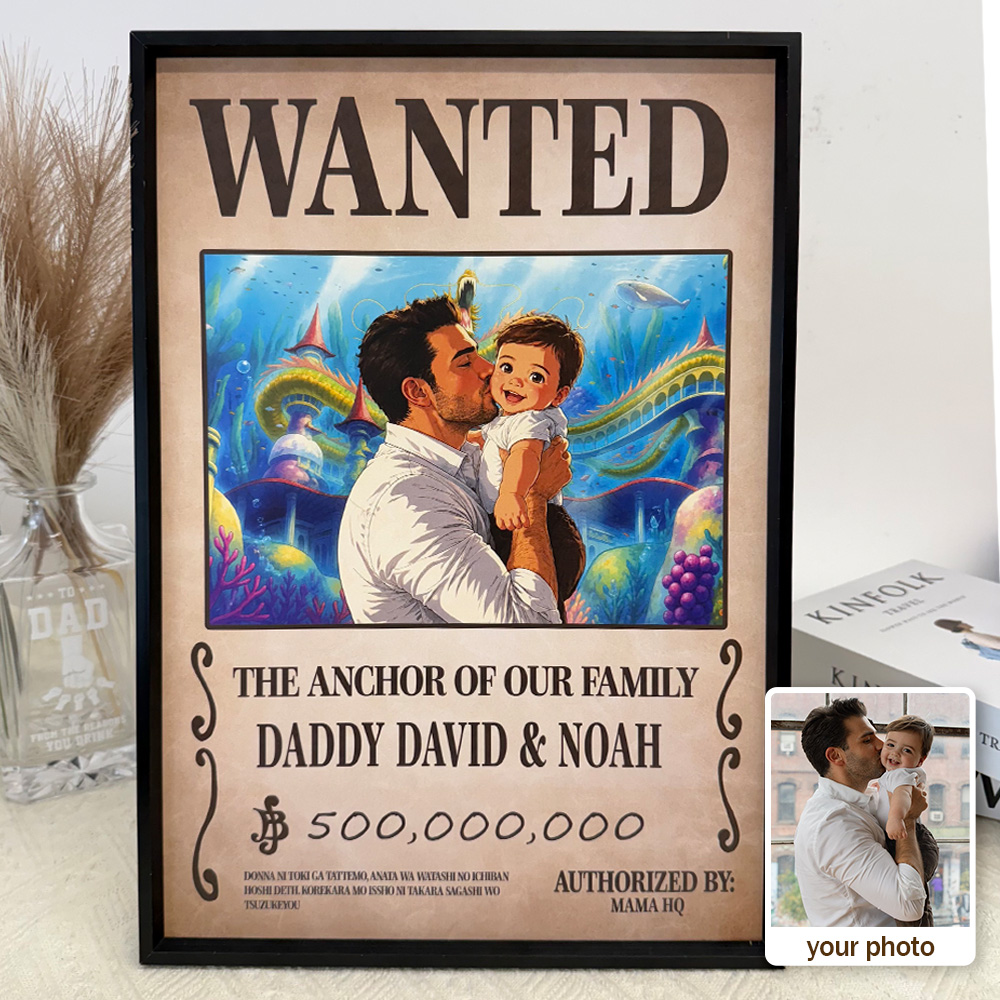 Custom Dad Anime Wanted Portrait, Pirate Theme Frame Gift⚓