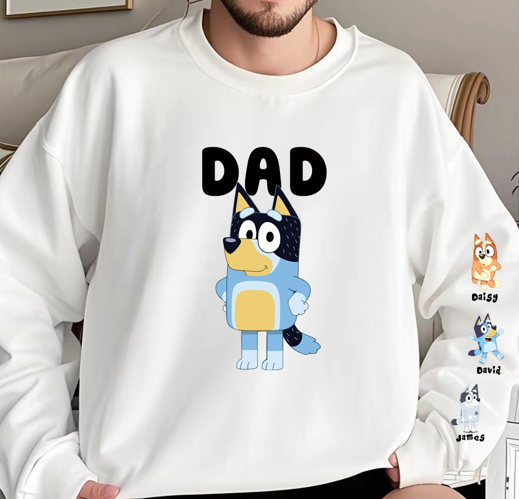 Custom Cartoon MAMA Cute Sweatshirt with Kid's Name on Sleeve 