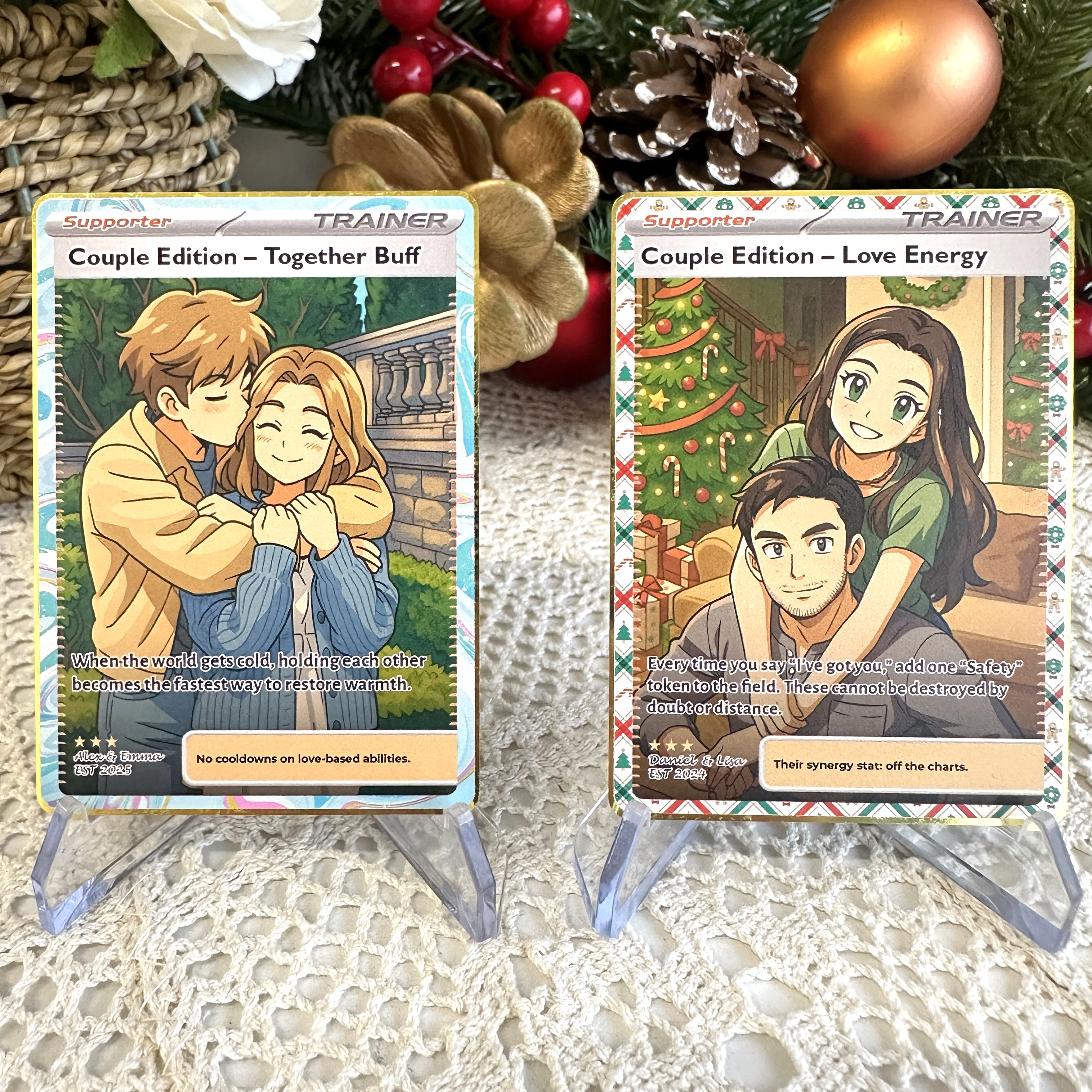 Custom Anime PokeLove Trainer Card Christmas Gift For Couples