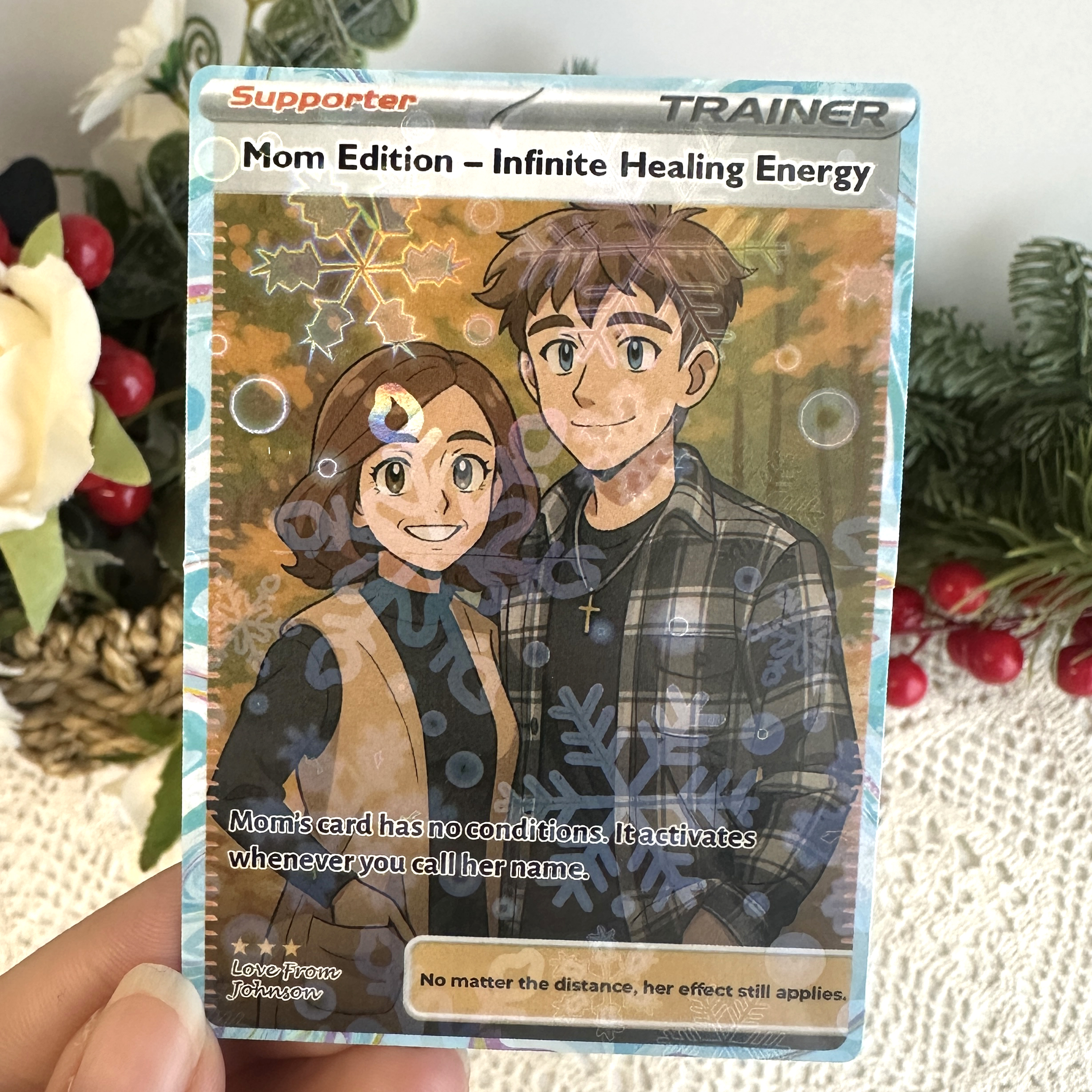 Custom Anime Mom Supporter Trainer Card Christmas Edition Pokecard