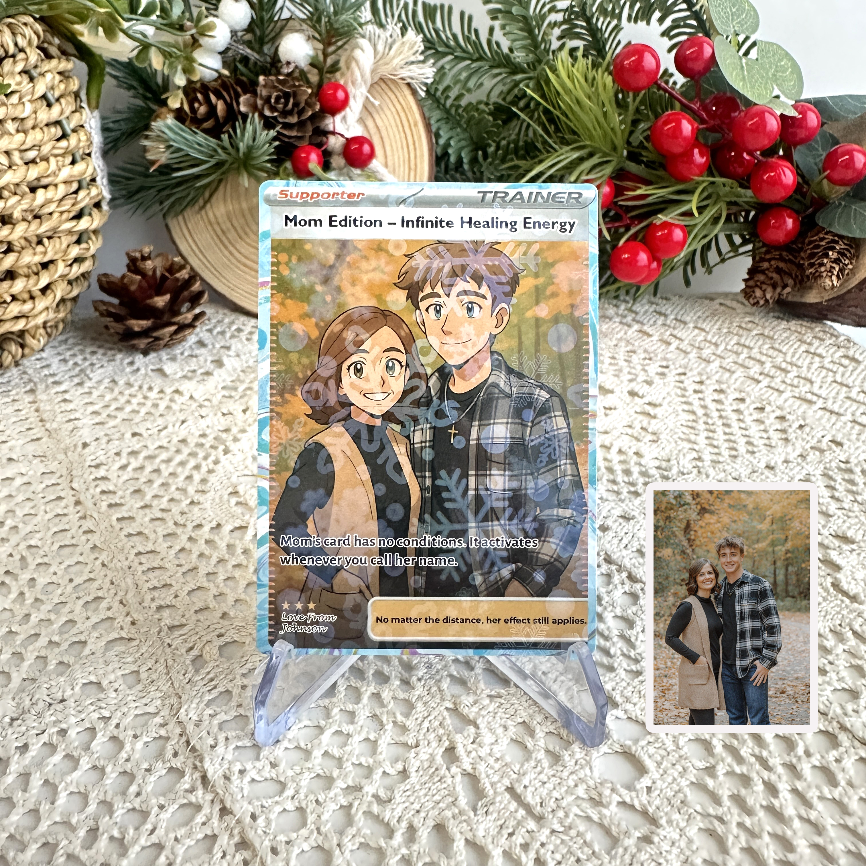 Custom Anime Mom Supporter Trainer Card Christmas Edition Pokecard
