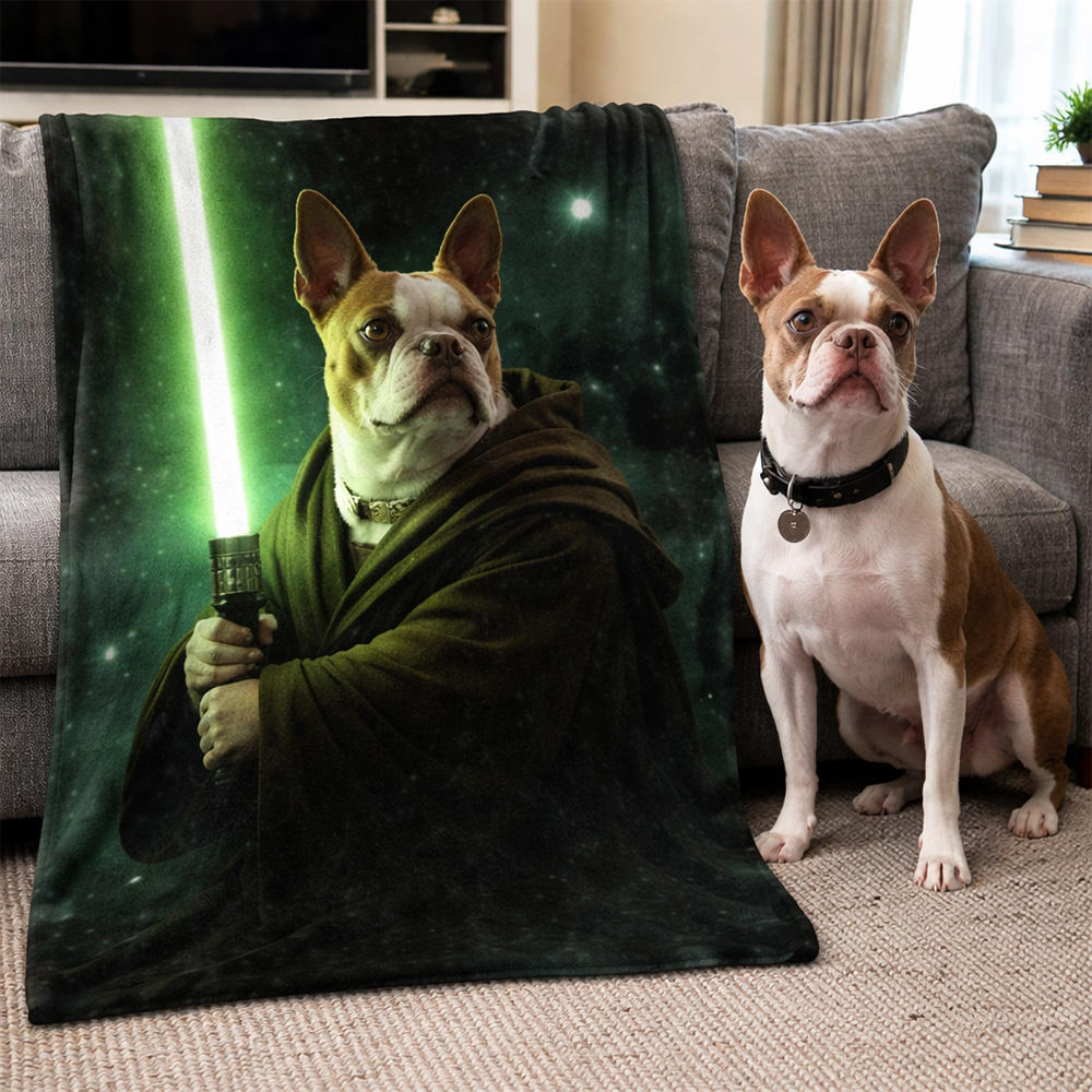 Custom Lightsaber Galactic Hero Pet Portrait Blanket🌍