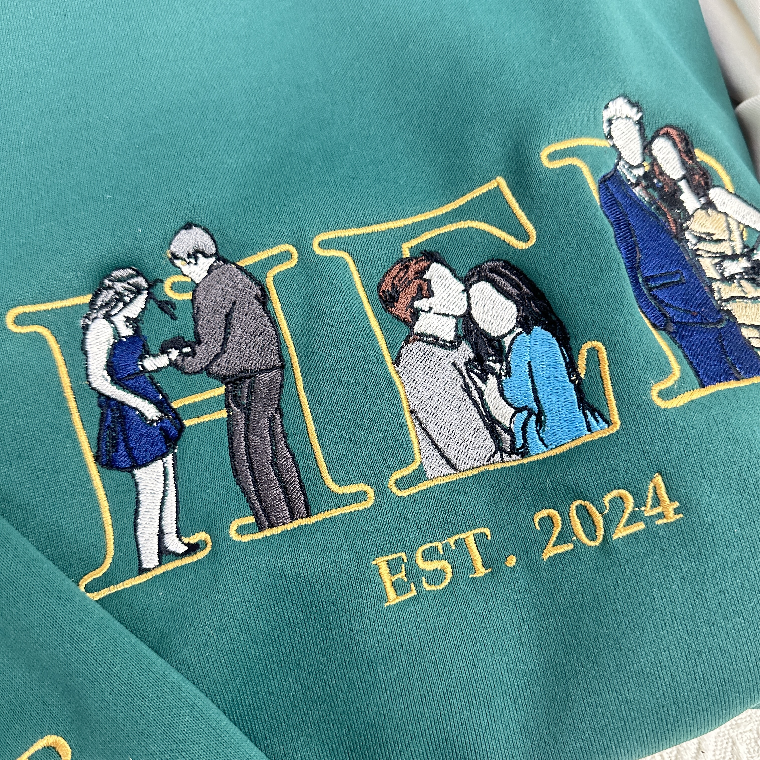 Custom Photo Embroidered His and Her Sweatshirt