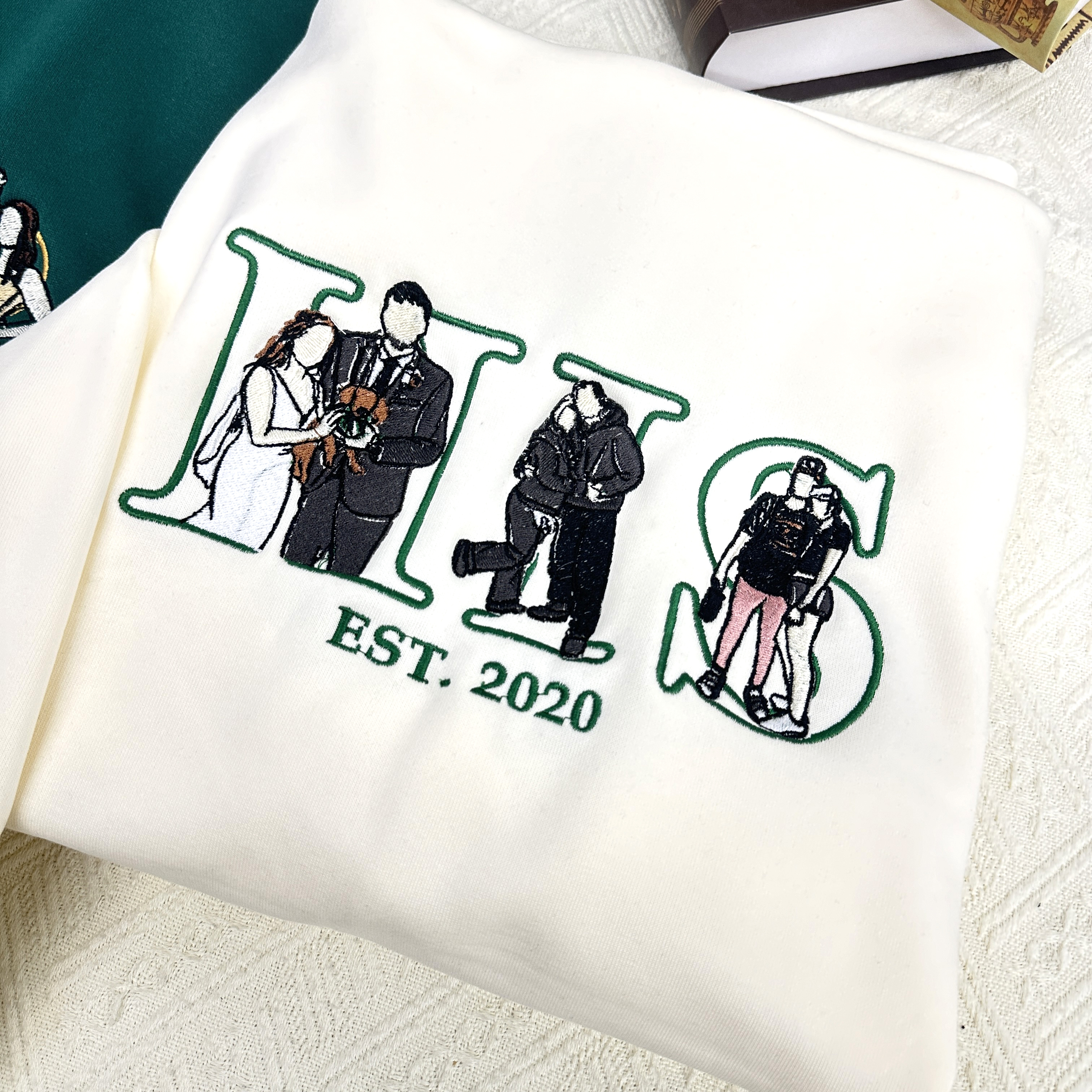 Custom Photo Embroidered His and Her Sweatshirt