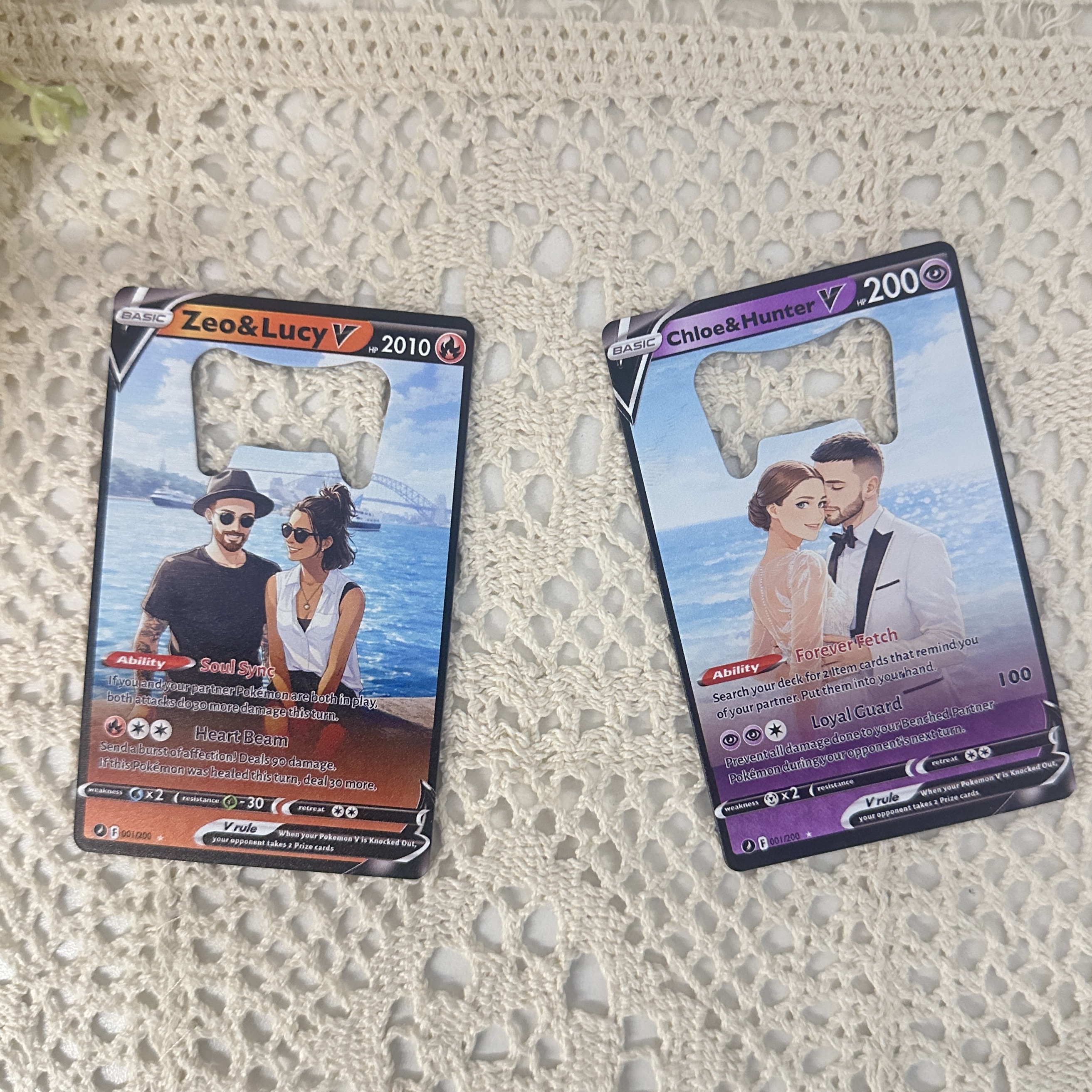 Custom Anime Couples Pokecard Bottle Opener  TCG V Card