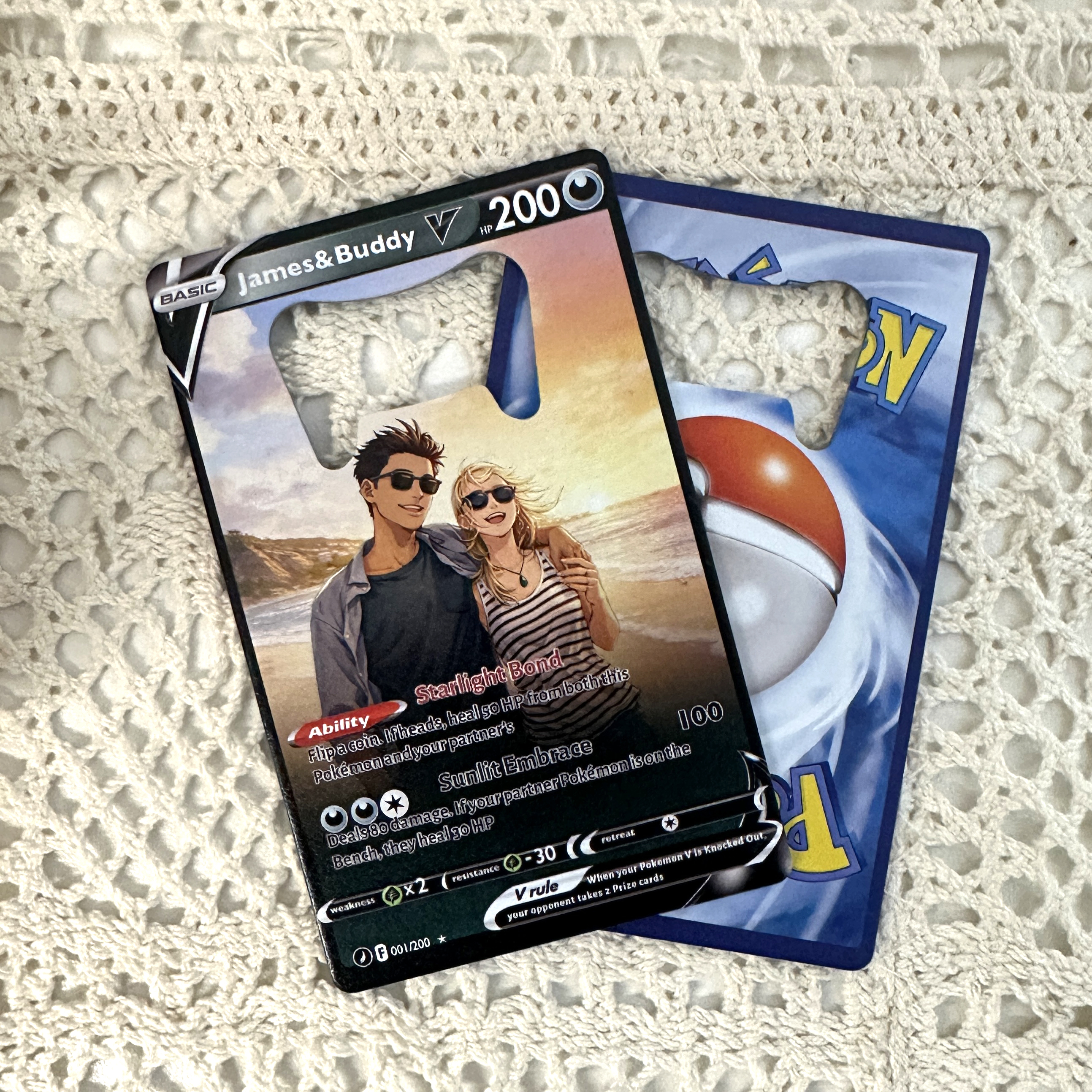 Custom Anime Couples Pokecard Bottle Opener  TCG V Card
