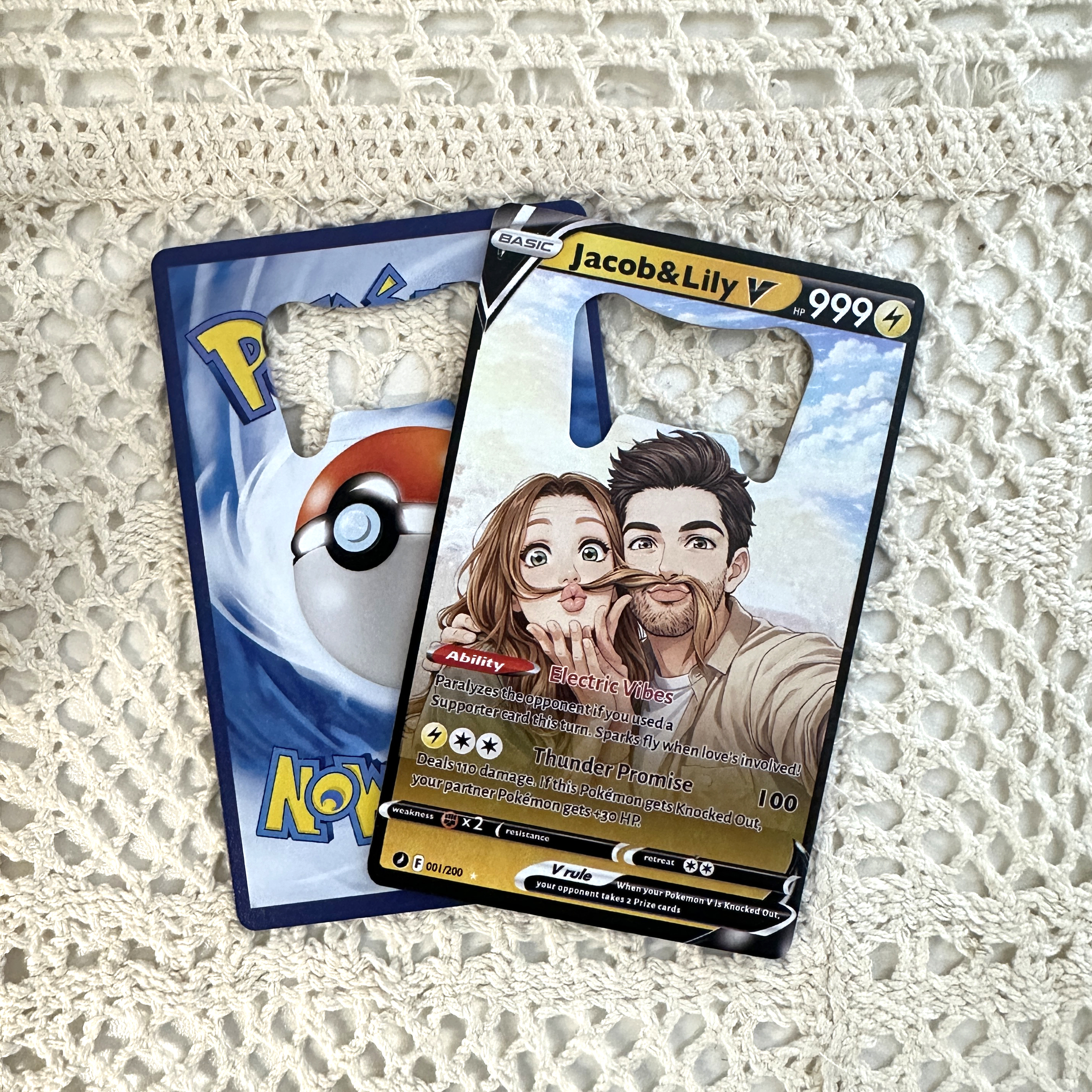 Custom Anime Couples Pokecard Bottle Opener  TCG V Card