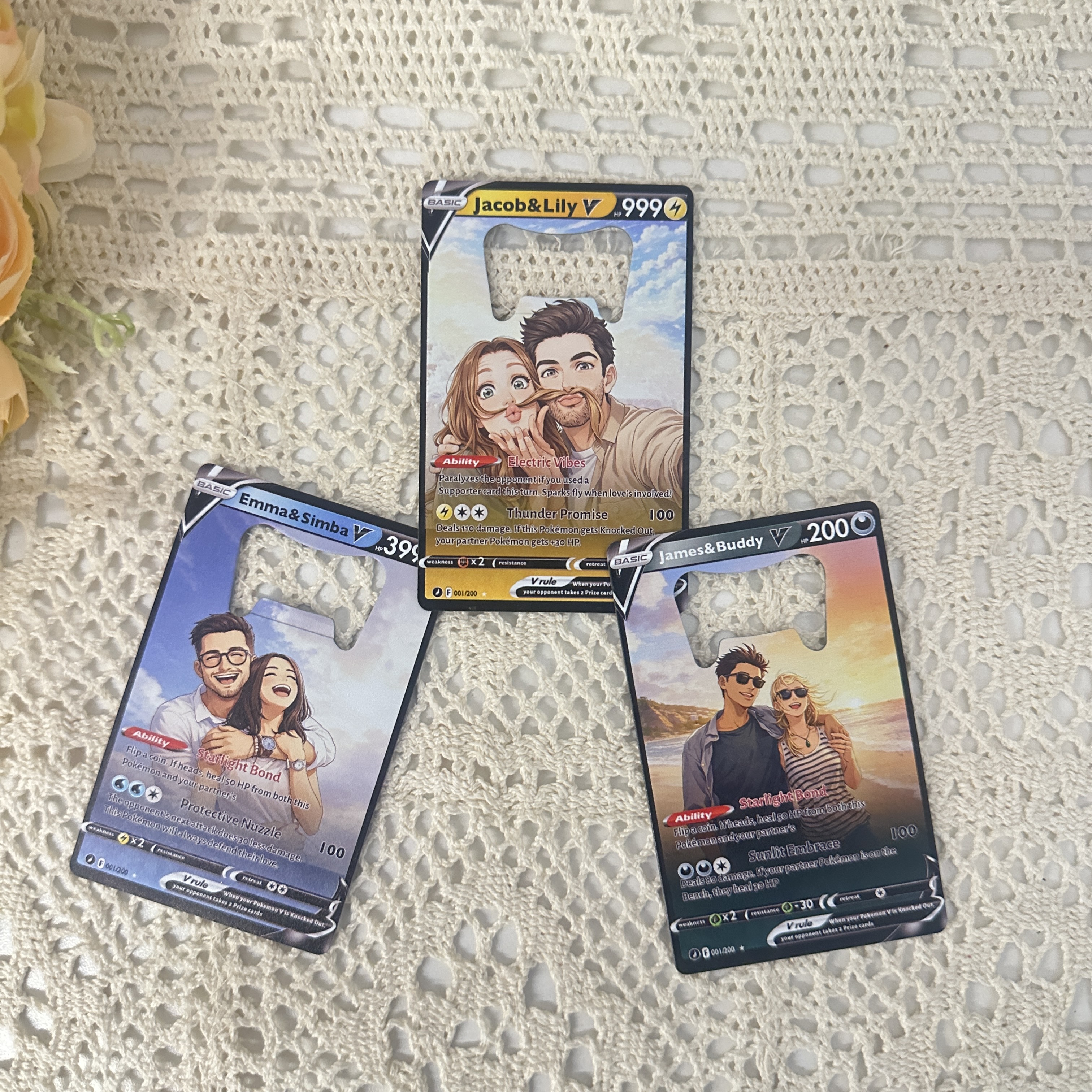 Custom Anime Couples Pokecard Bottle Opener  TCG V Card